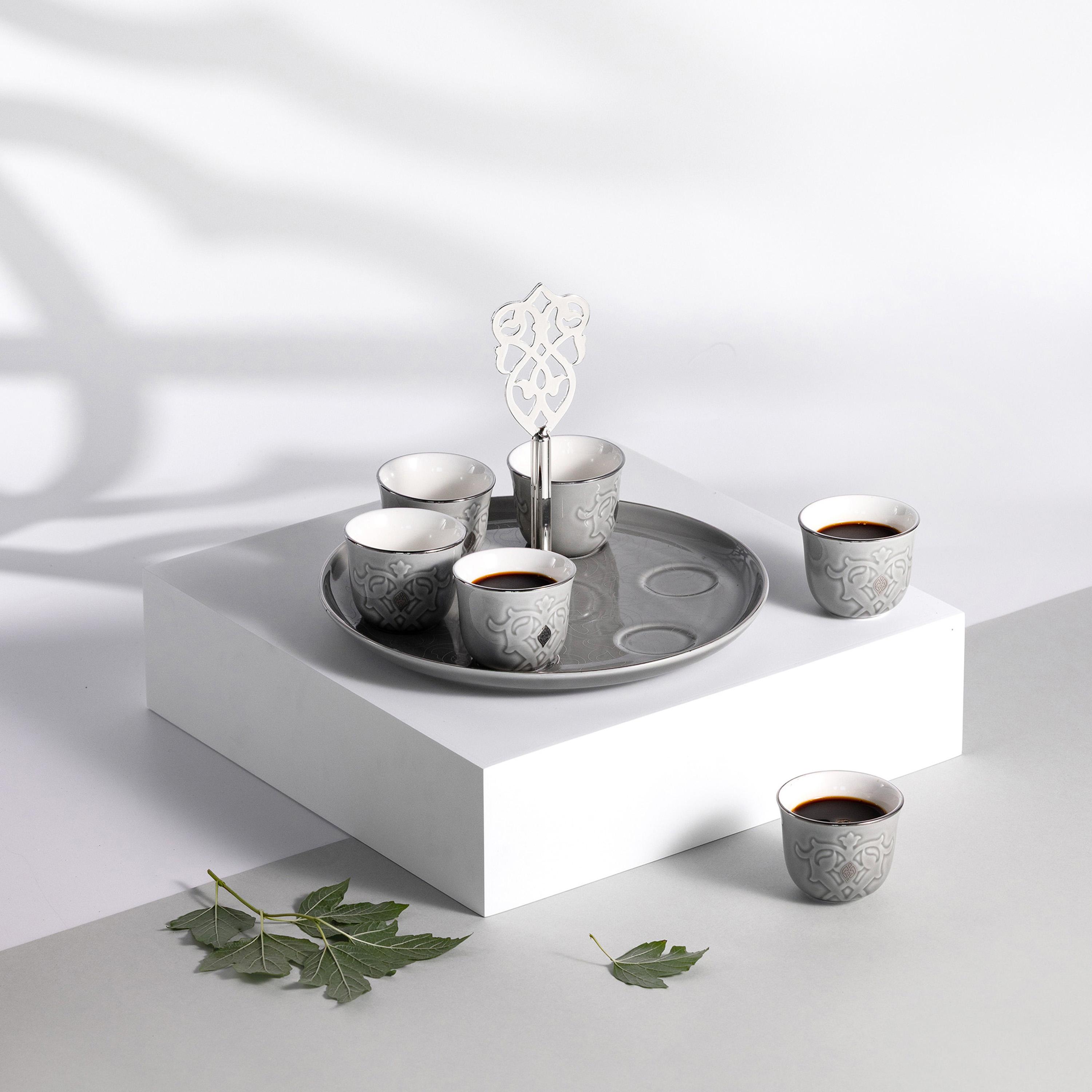 طقم قهوة سيراميك منقوش 8 قطع من أوتانتيك-household-dining-teaandcoffee-teaandcoffeesets-image-1