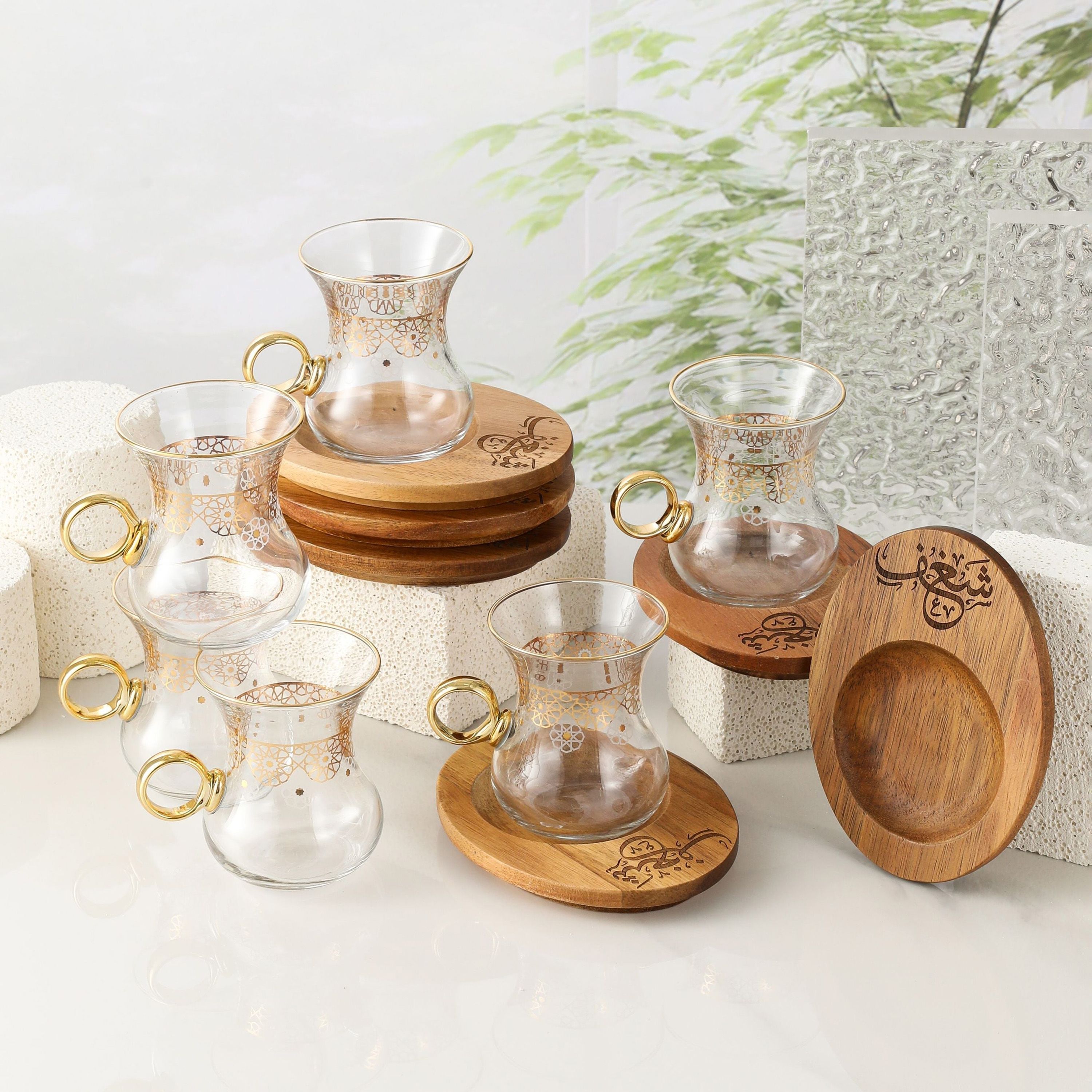 طقم شاي زجاجي مزخرف-household-dining-teaandcoffee-teaandcoffeesets-image-1