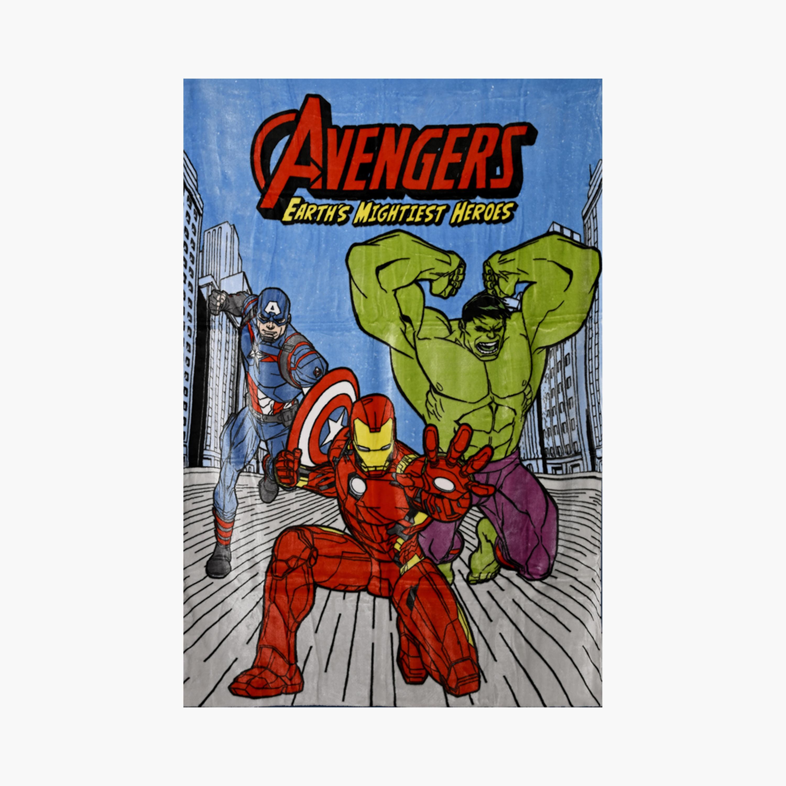 Avengers Raschel Blanket, Ultra-Soft & Lightweight 100% Polyester Throw, Blue-baby-nursery-blanketsandswaddles-receivingblankets-image-2