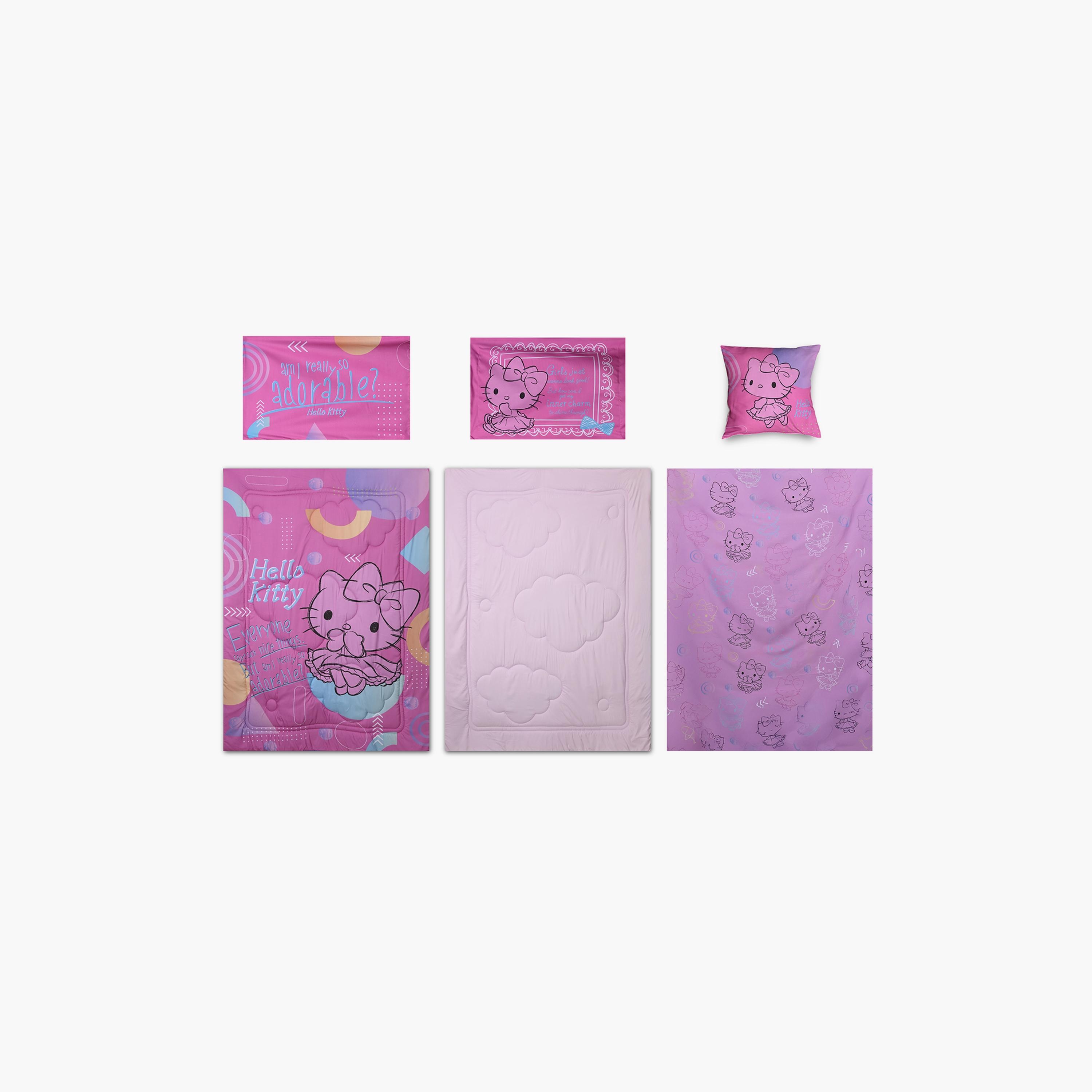 Hello Kitty 5-In-1 Bnb Comforter Set, Brushed Microfiber With Polyester Shell, Pink-baby-nursery-blanketsandswaddles-receivingblankets-image-2