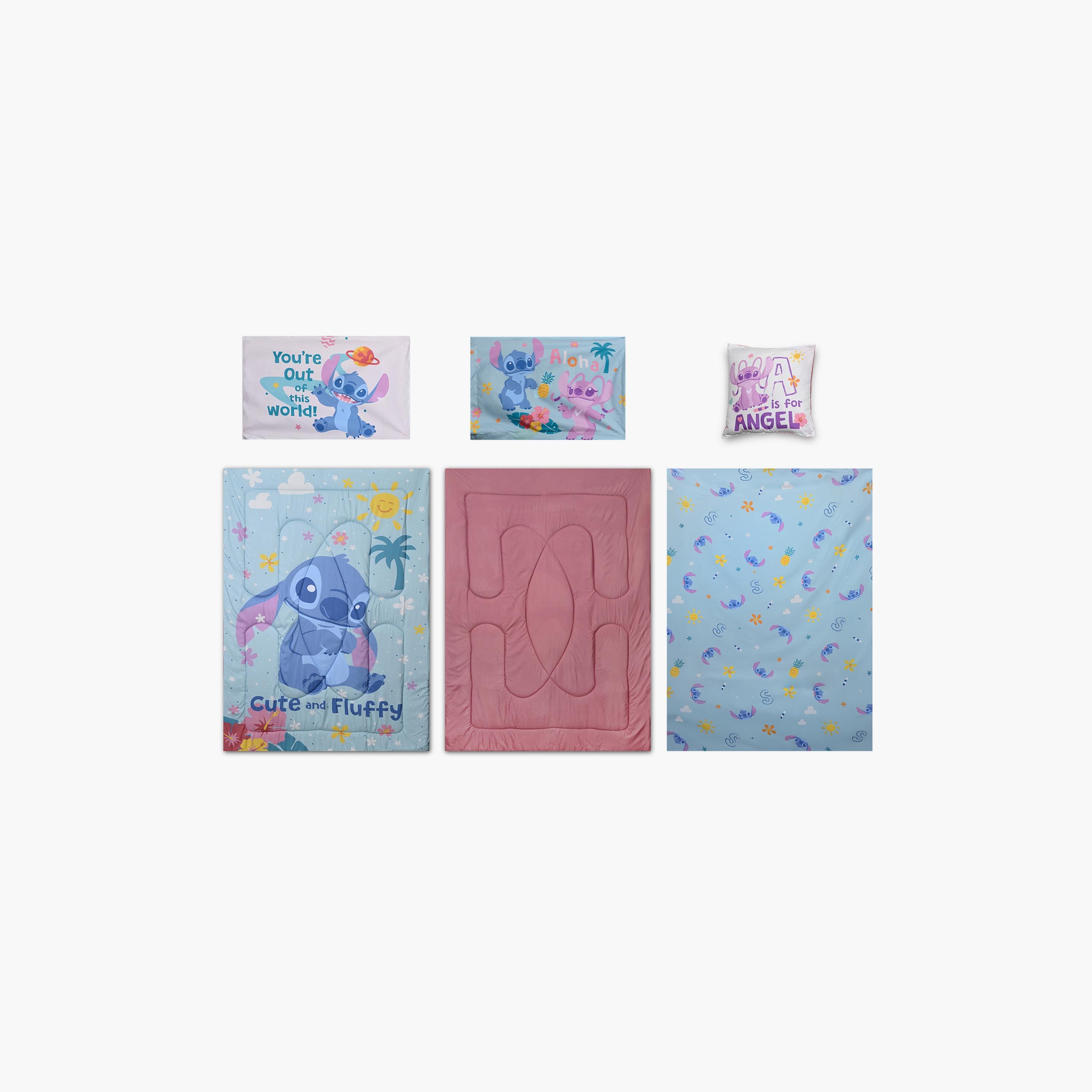 طقم لحاف ليلو آند ستيتش 5 قطع، ألياف دقيقة مصقولة، غلاف بوليستر، – أزرق-baby-nursery-blanketsandswaddles-receivingblankets-image-2