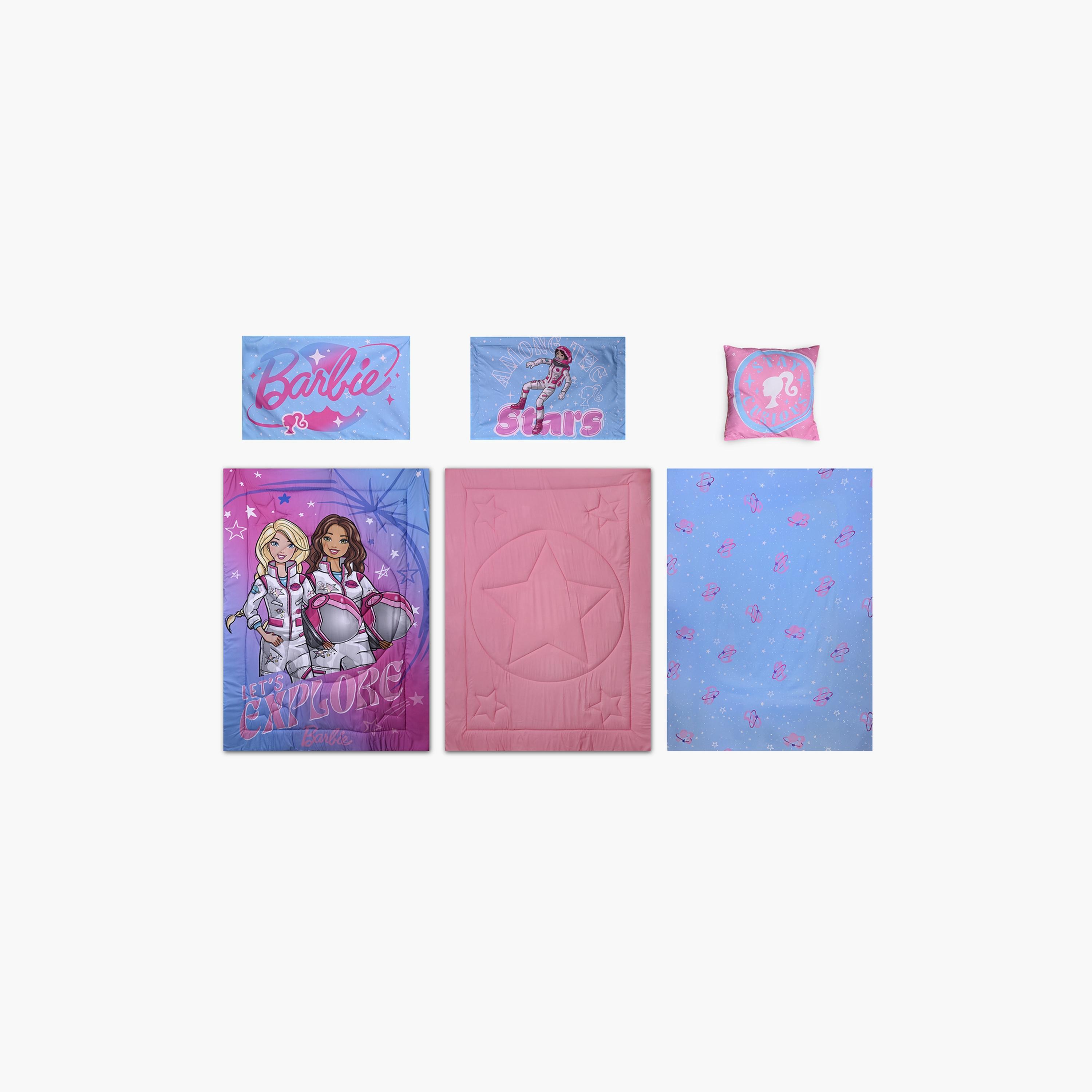 Barbie 5-In-1 Bnb Comforter Set, Brushed Microfiber With Polyester Shell  Pink-baby-nursery-blanketsandswaddles-receivingblankets-image-1