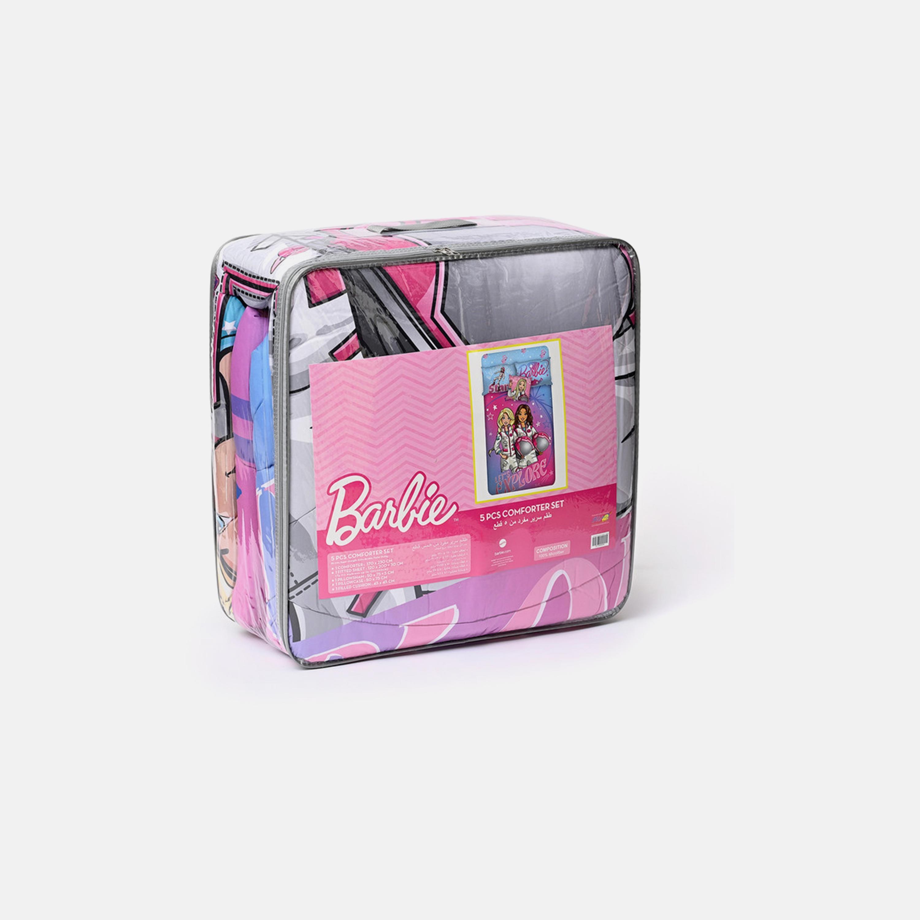 Barbie 5-In-1 Bnb Comforter Set, Brushed Microfiber With Polyester Shell  Pink-baby-nursery-blanketsandswaddles-receivingblankets-image-3