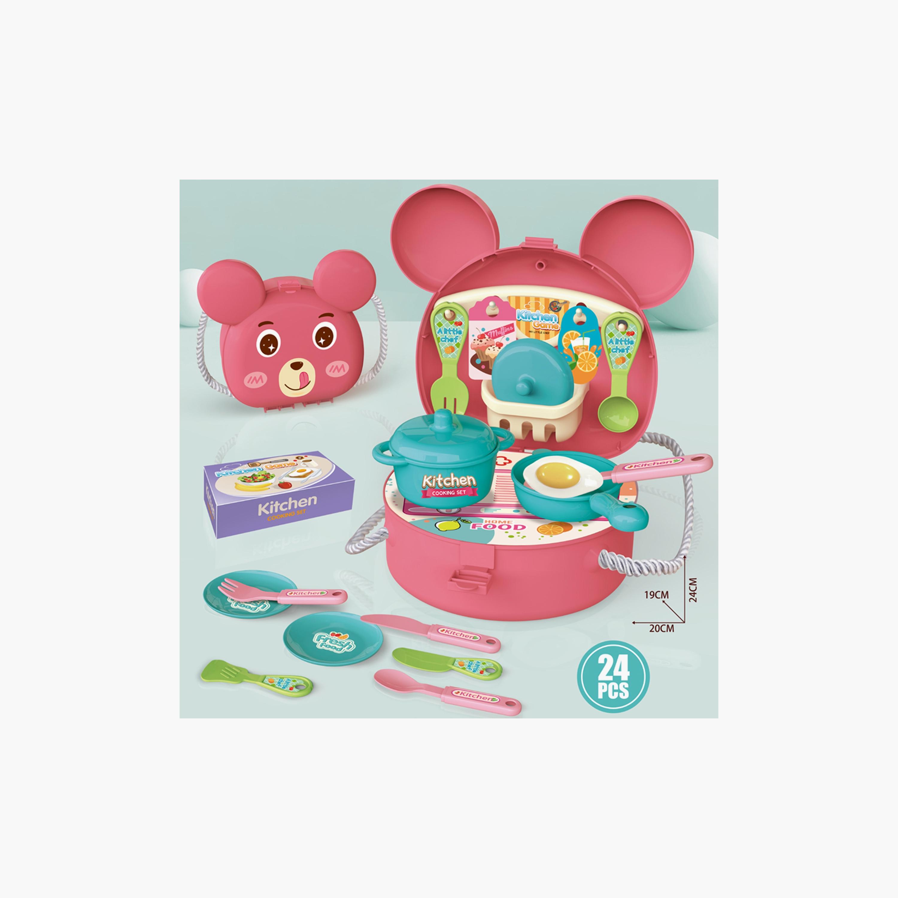 Kikibebe 24-Piece Kitchen Playset with Backpack - Pink-school-bagsandbackpacks-sets-image-2
