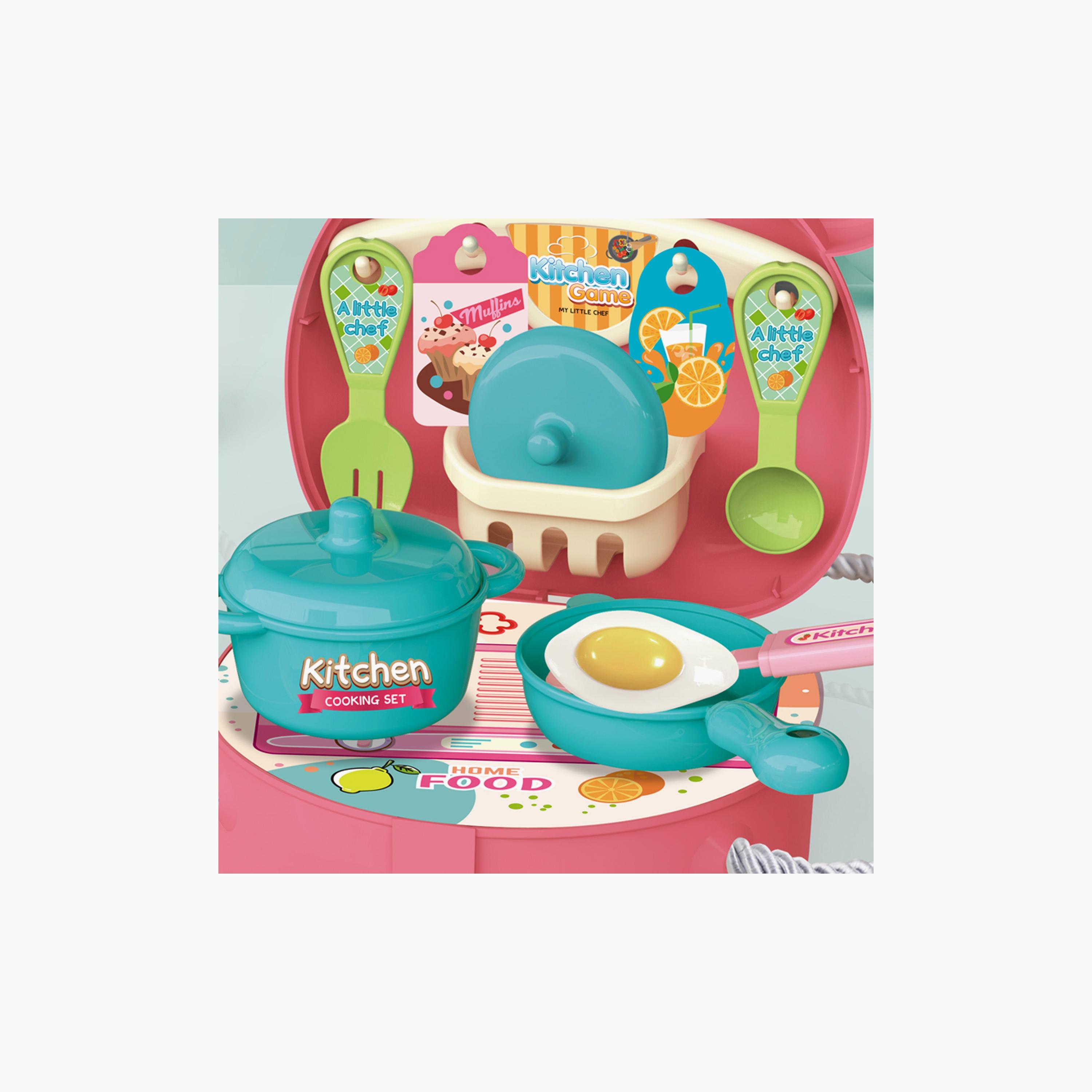 Kikibebe 24-Piece Kitchen Playset with Backpack - Pink-school-bagsandbackpacks-sets-image-3