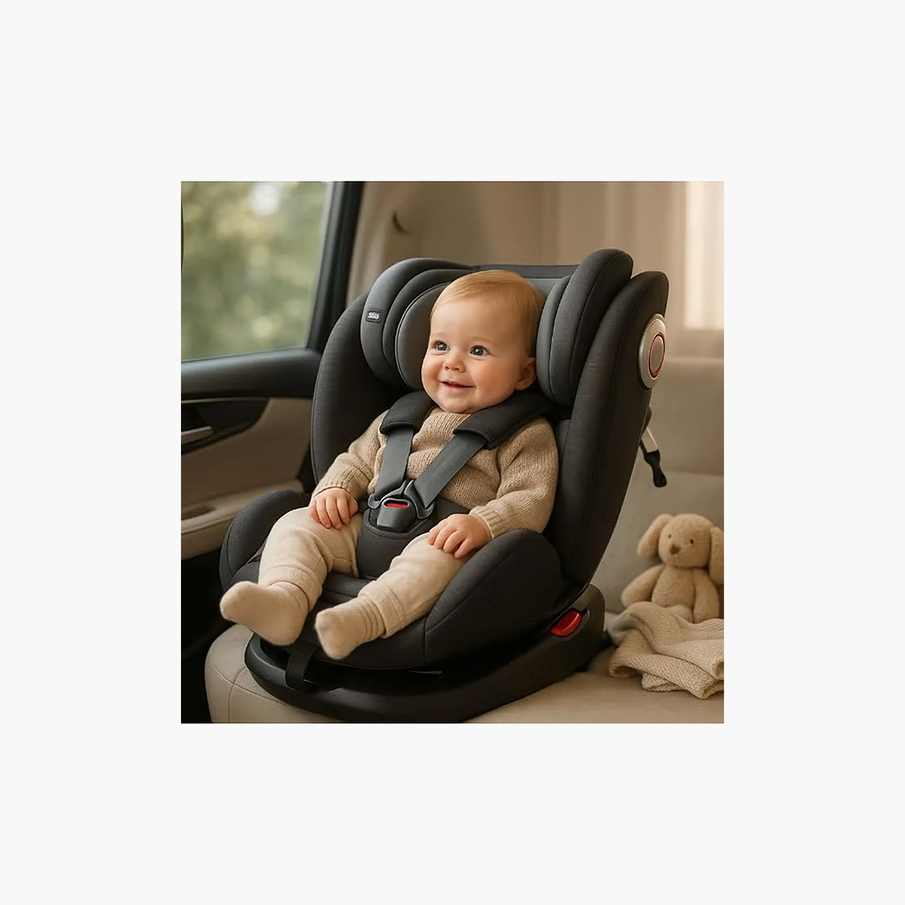 Kikibebe Children's Car Seat  with 360 Degree rotatable for Age 0-12 Years,  Black & Grey-baby-gear-carseats-image-2
