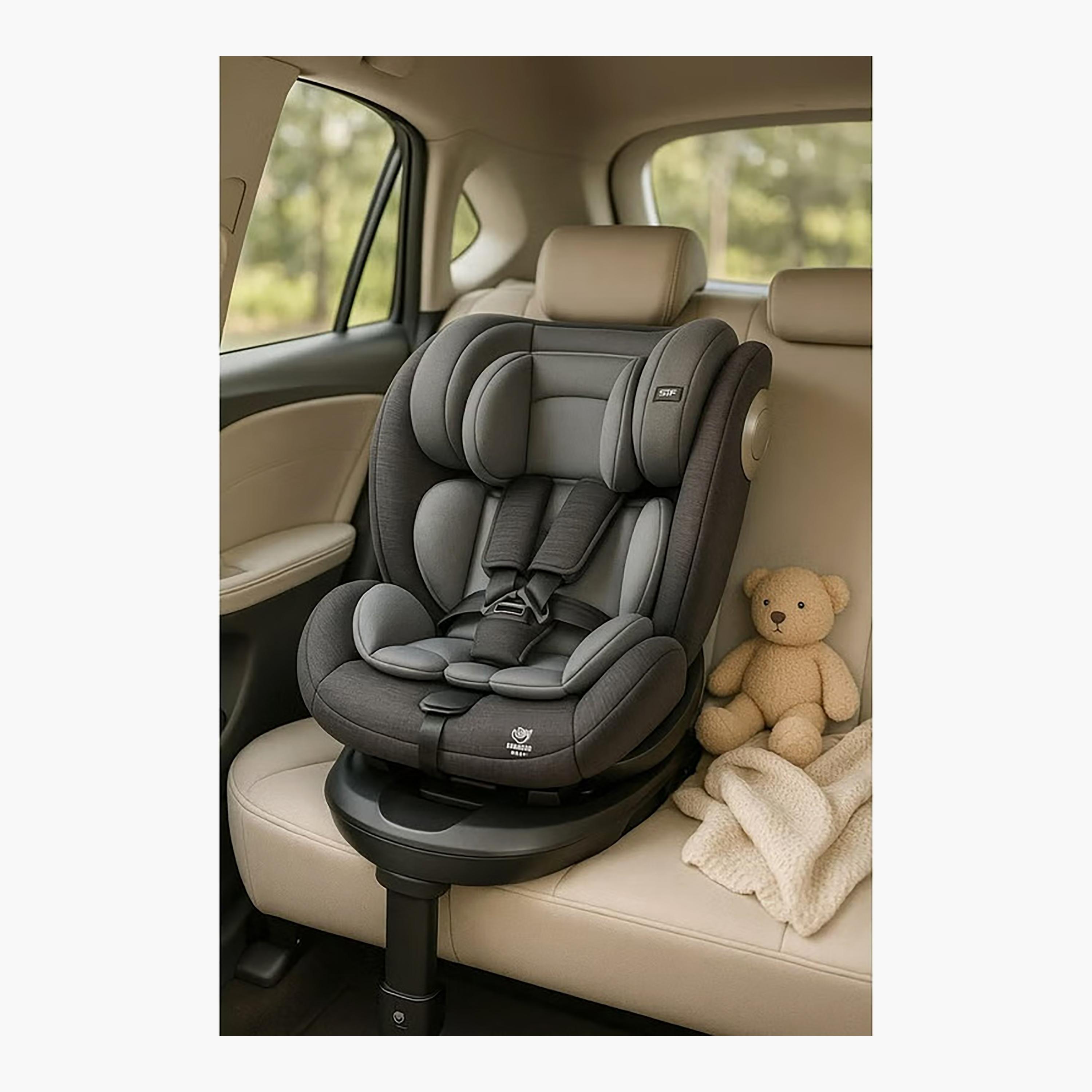 Kikibebe Children's Car Seat  with 360 Degree rotatable for Age 0-12 Years,  Black & Grey-baby-gear-carseats-image-3
