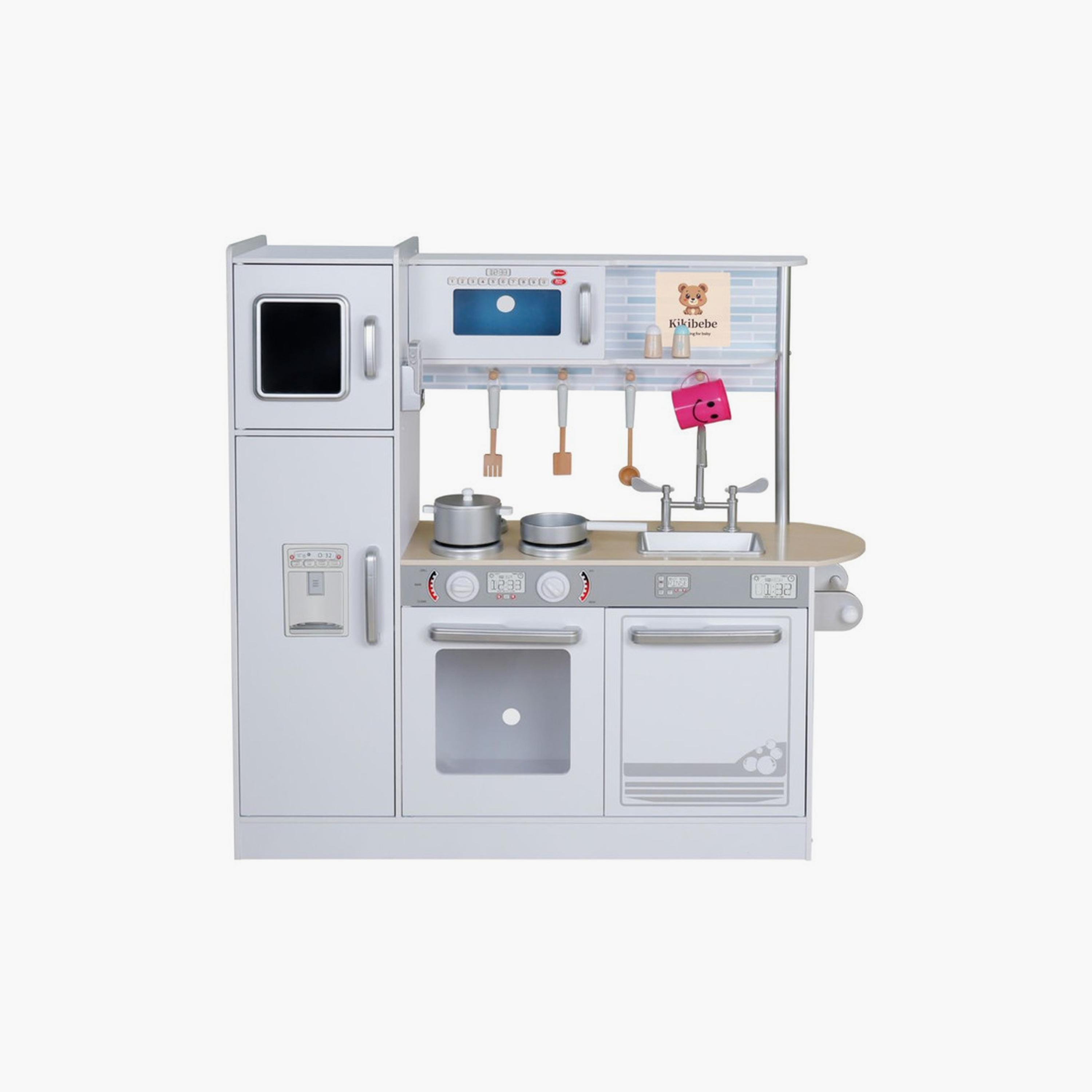 Kikibebe Children’S  Wooden Kitchen Playset Encourages Creativity, Imagination & Life Skills Through Play-White-toys-roleplay-kitchensets-image-1