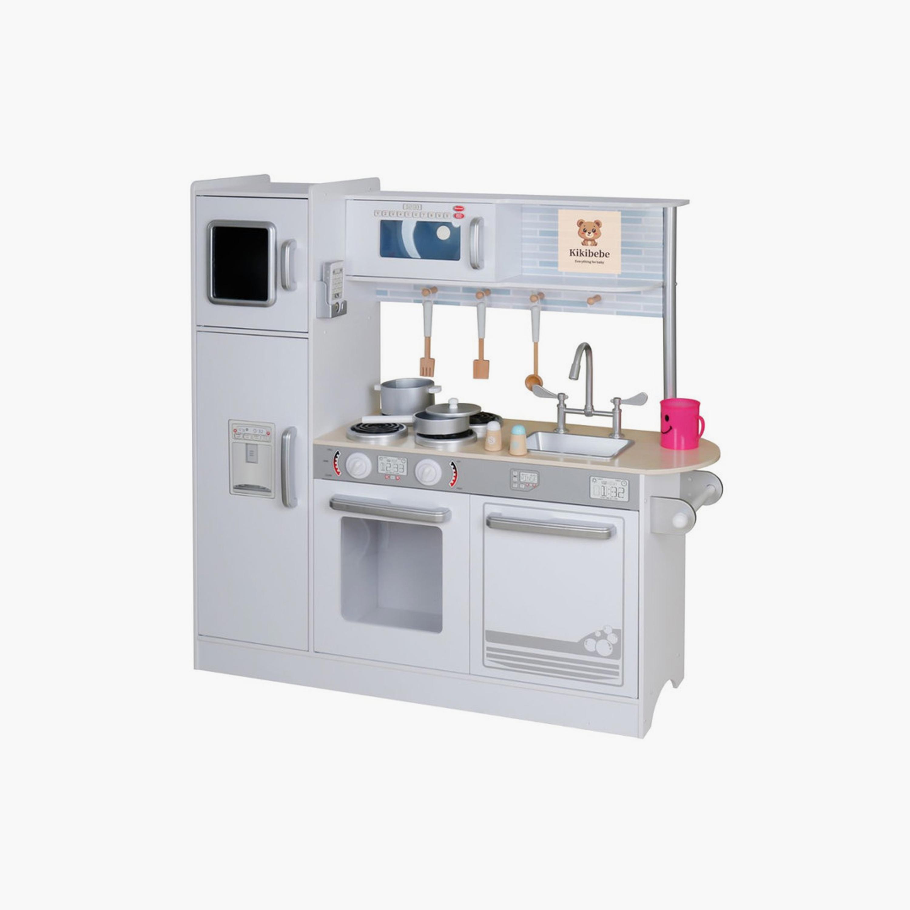 Kikibebe Children’S  Wooden Kitchen Playset Encourages Creativity, Imagination & Life Skills Through Play-White-toys-roleplay-kitchensets-image-2