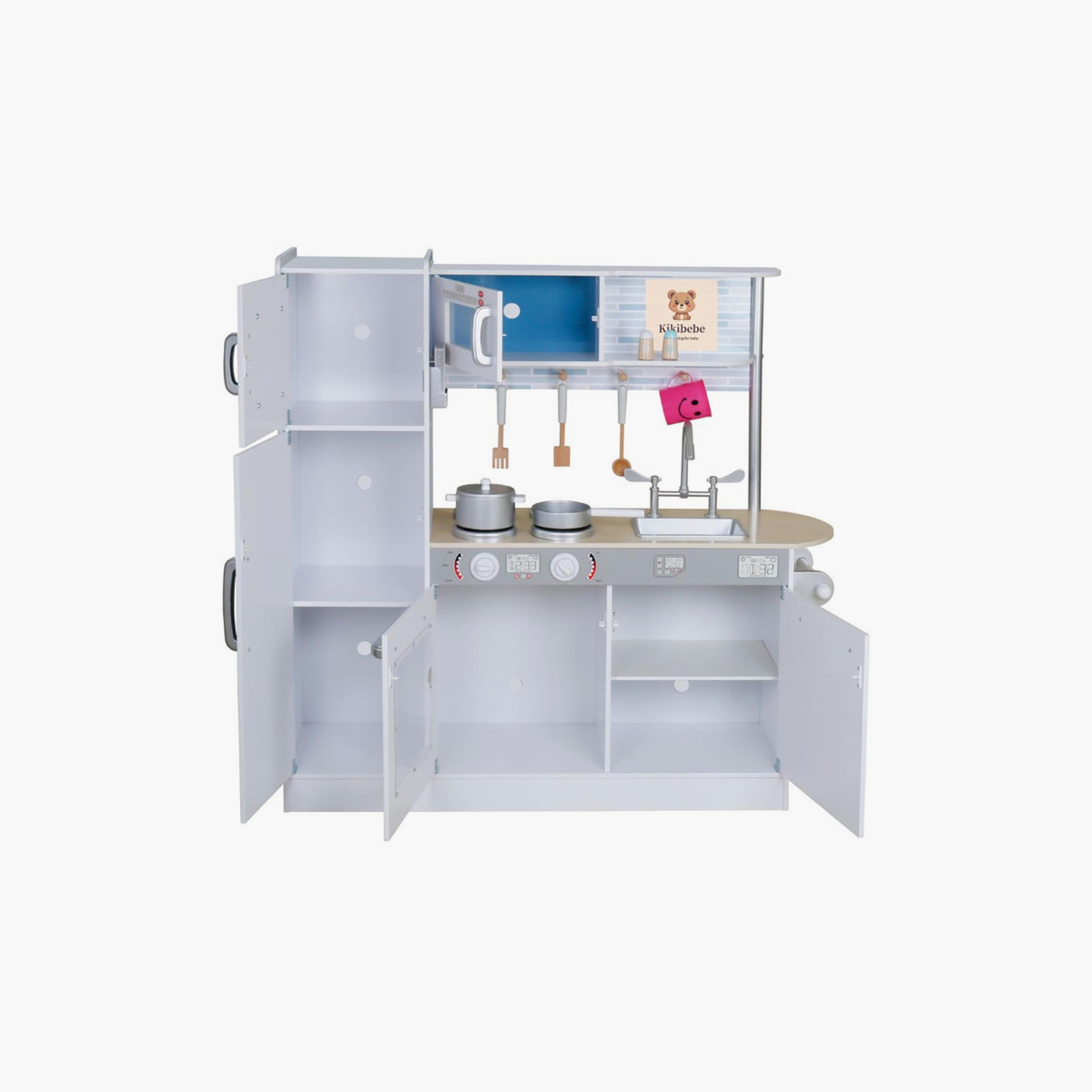 Kikibebe Children’S  Wooden Kitchen Playset Encourages Creativity, Imagination & Life Skills Through Play-White-toys-roleplay-kitchensets-image-3