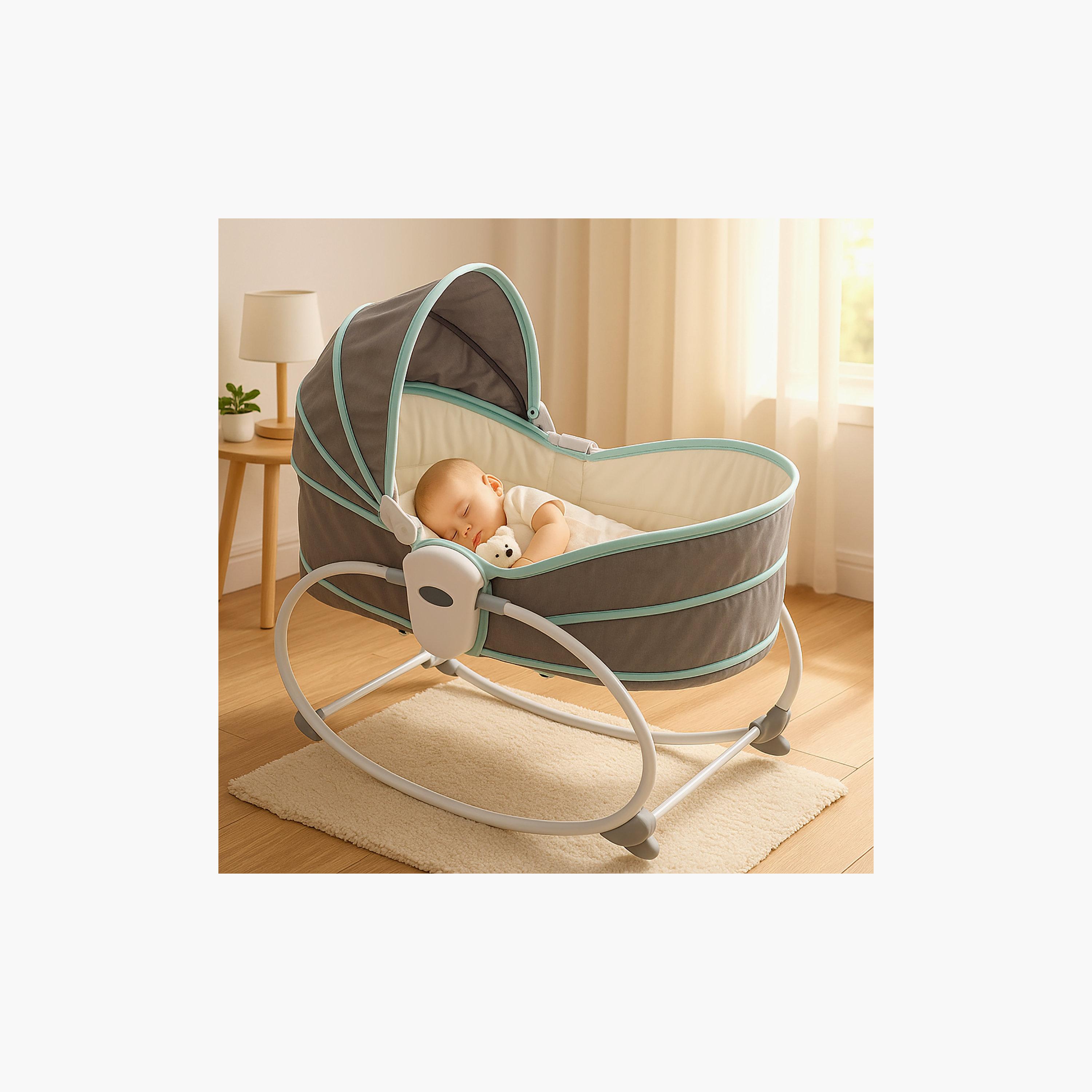 Kikibebe 5-In-1 Cozy baby Rocker Bassinet with Play Table & Study Desk With 360° Rotating Seat & Music Toys, Grey-baby-nursery-furniture-cribsandbeds-bassinets-image-2