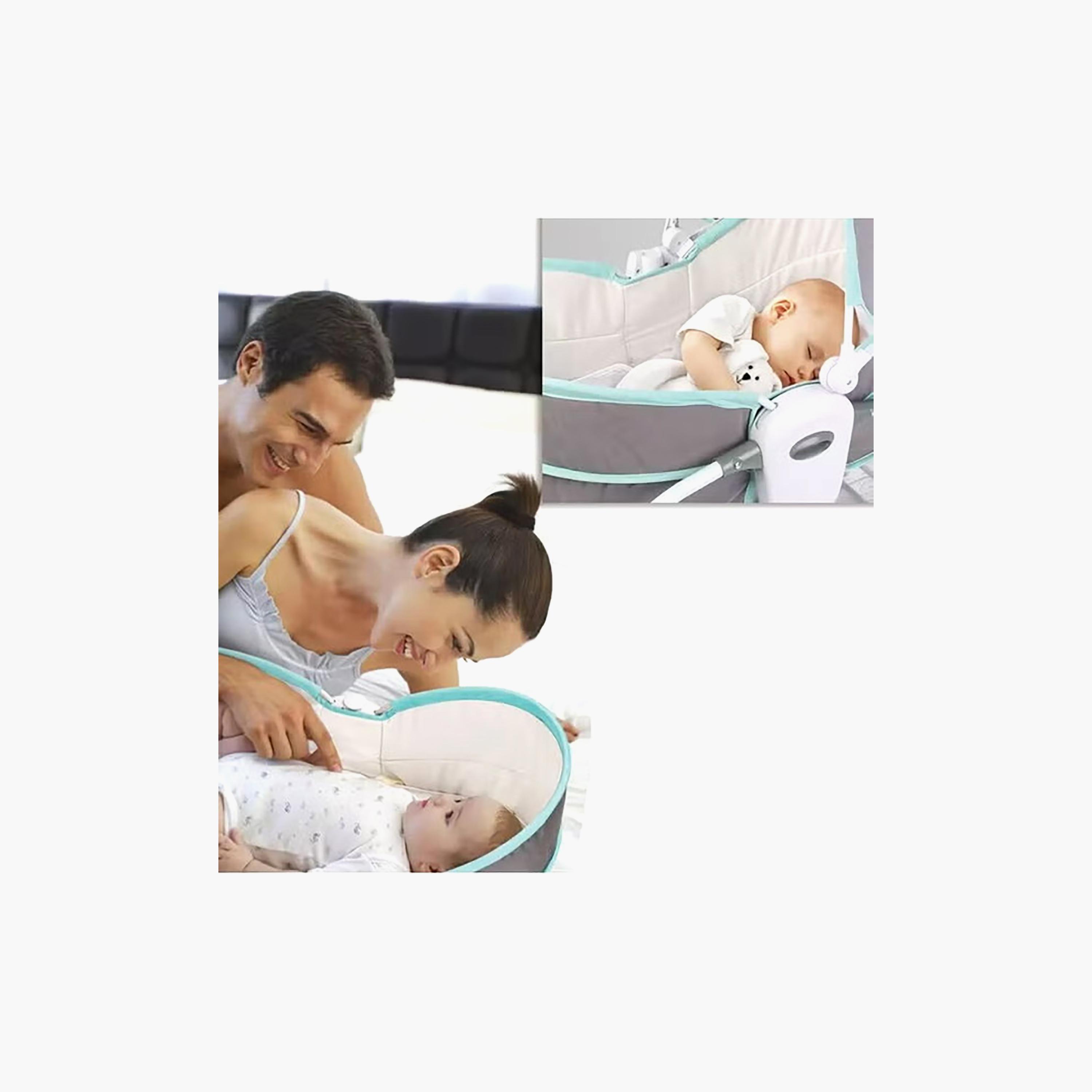 Kikibebe 5-In-1 Cozy baby Rocker Bassinet with Play Table & Study Desk With 360° Rotating Seat & Music Toys, Grey-baby-nursery-furniture-cribsandbeds-bassinets-image-3