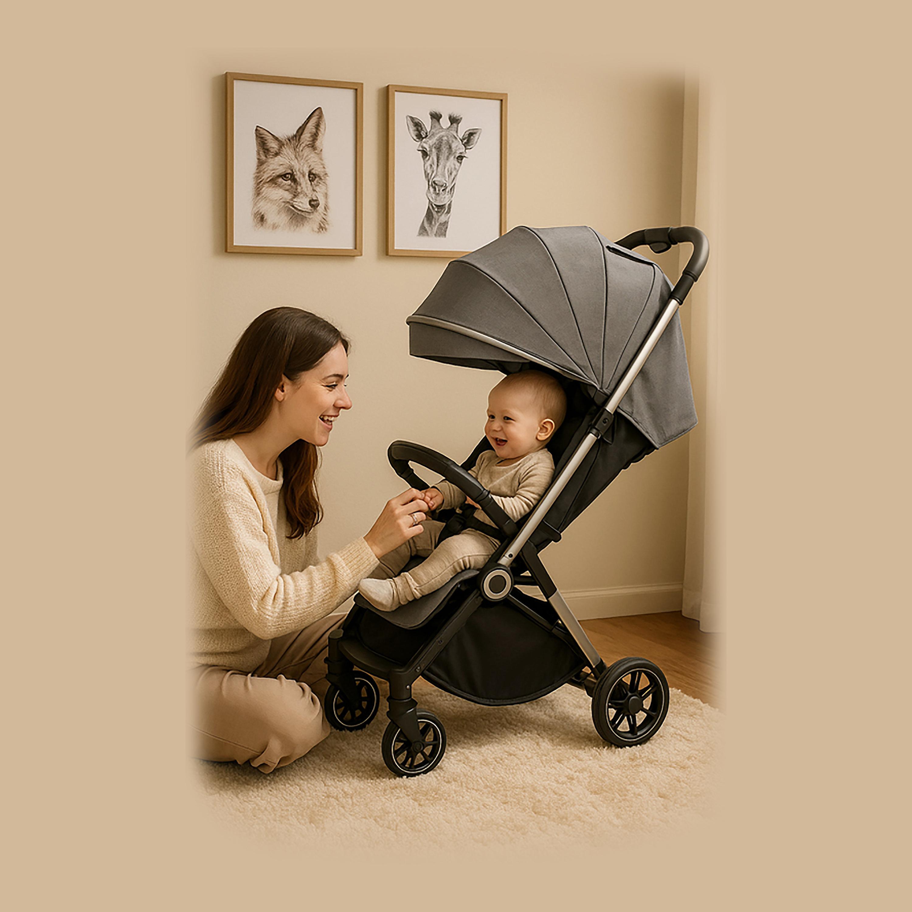  كيكيبيبي عربة أطفال للسفر خفيفة الوزن مع مقبض عربة ومقاومة للماء – رمادي-baby-gear-strollersandprams-strollers-image-2
