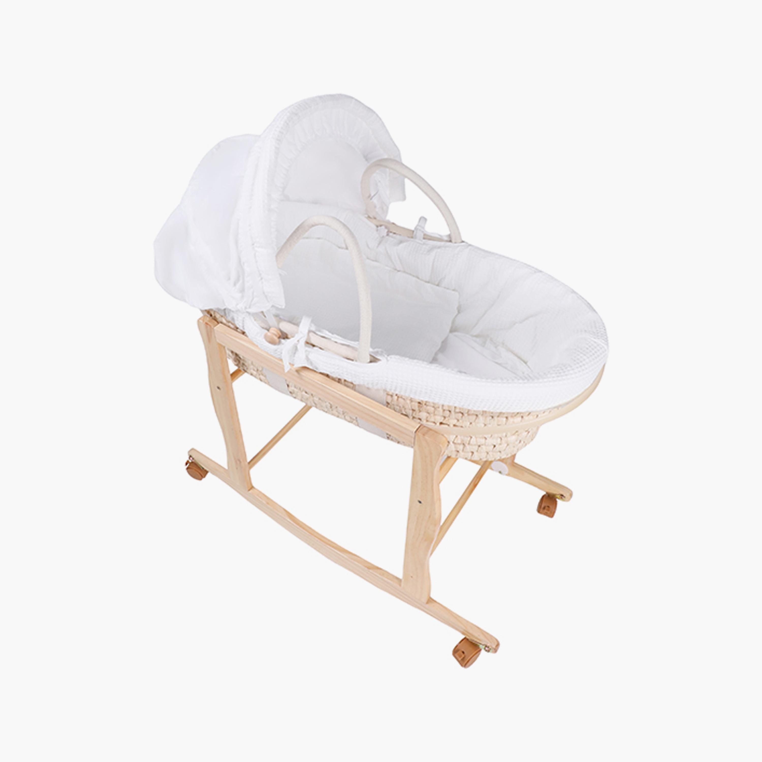 Kikibebe Wooden Moses Basket with Stand and Wheels-baby-nursery-furniture-cribsandbeds-bassinets-image-2