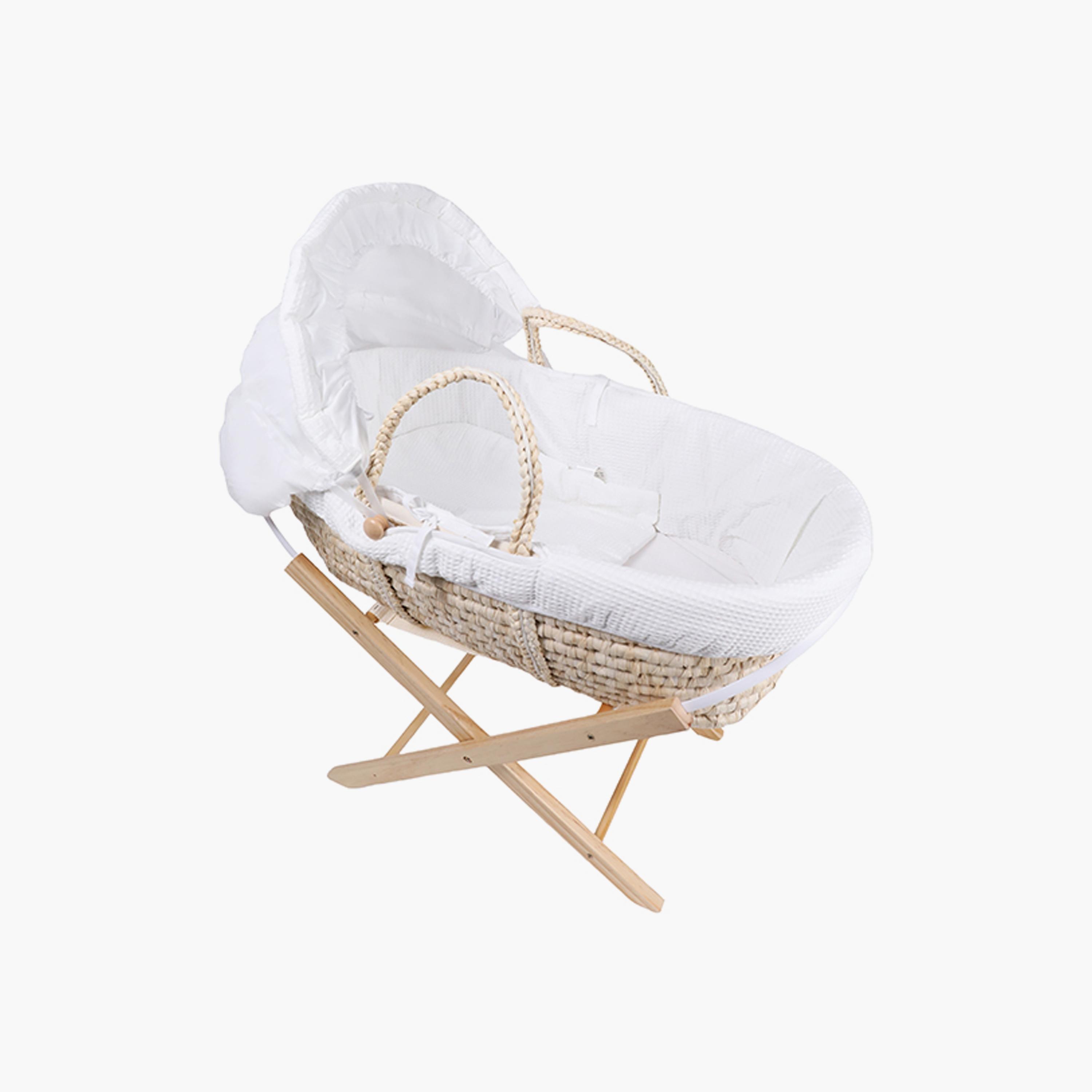 Kikibebe Wooden Moses Basket with Foldable Stand-baby-nursery-furniture-cribsandbeds-bassinets-image-1