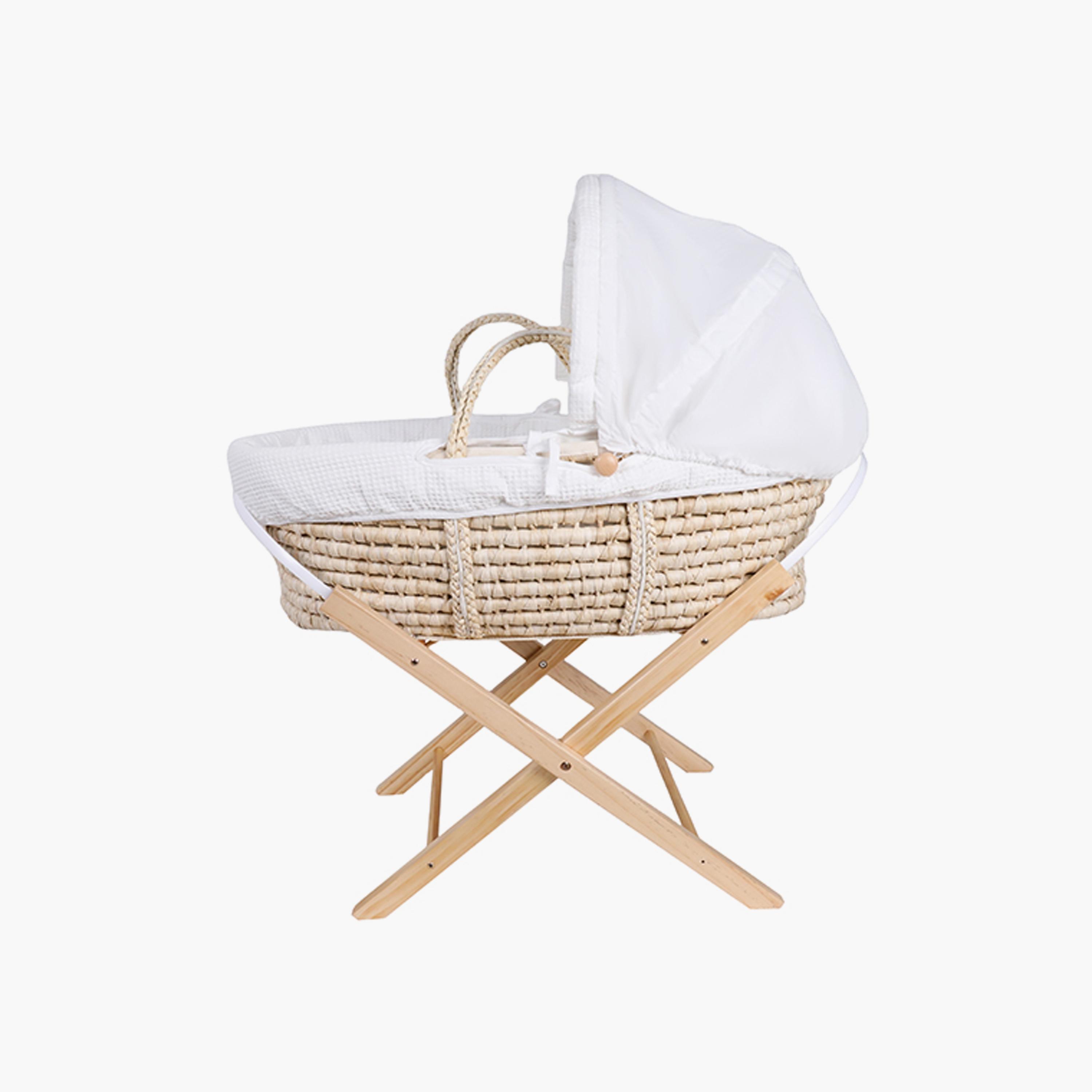 Kikibebe Wooden Moses Basket with Foldable Stand-baby-nursery-furniture-cribsandbeds-bassinets-image-2