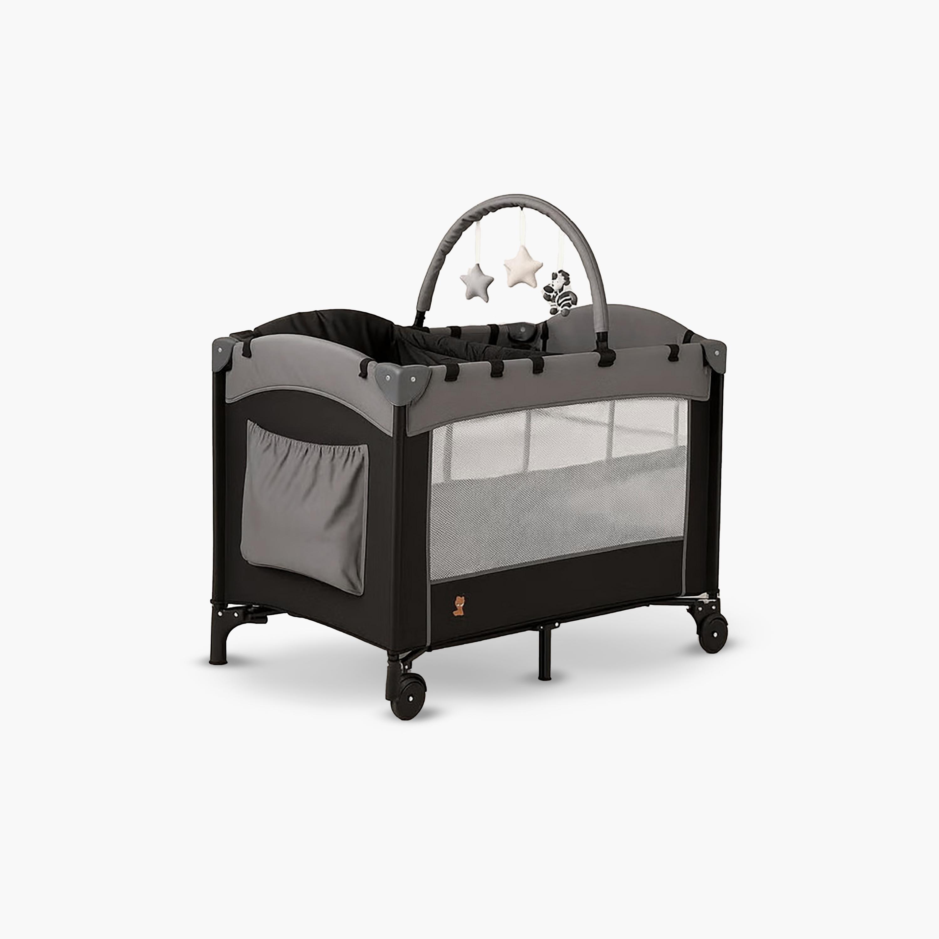 Kikibebe Expandable Bedside Crib with Playpen & Rocking Glider - Black-baby-nursery-furniture-cribsandbeds-travelcots-image-1