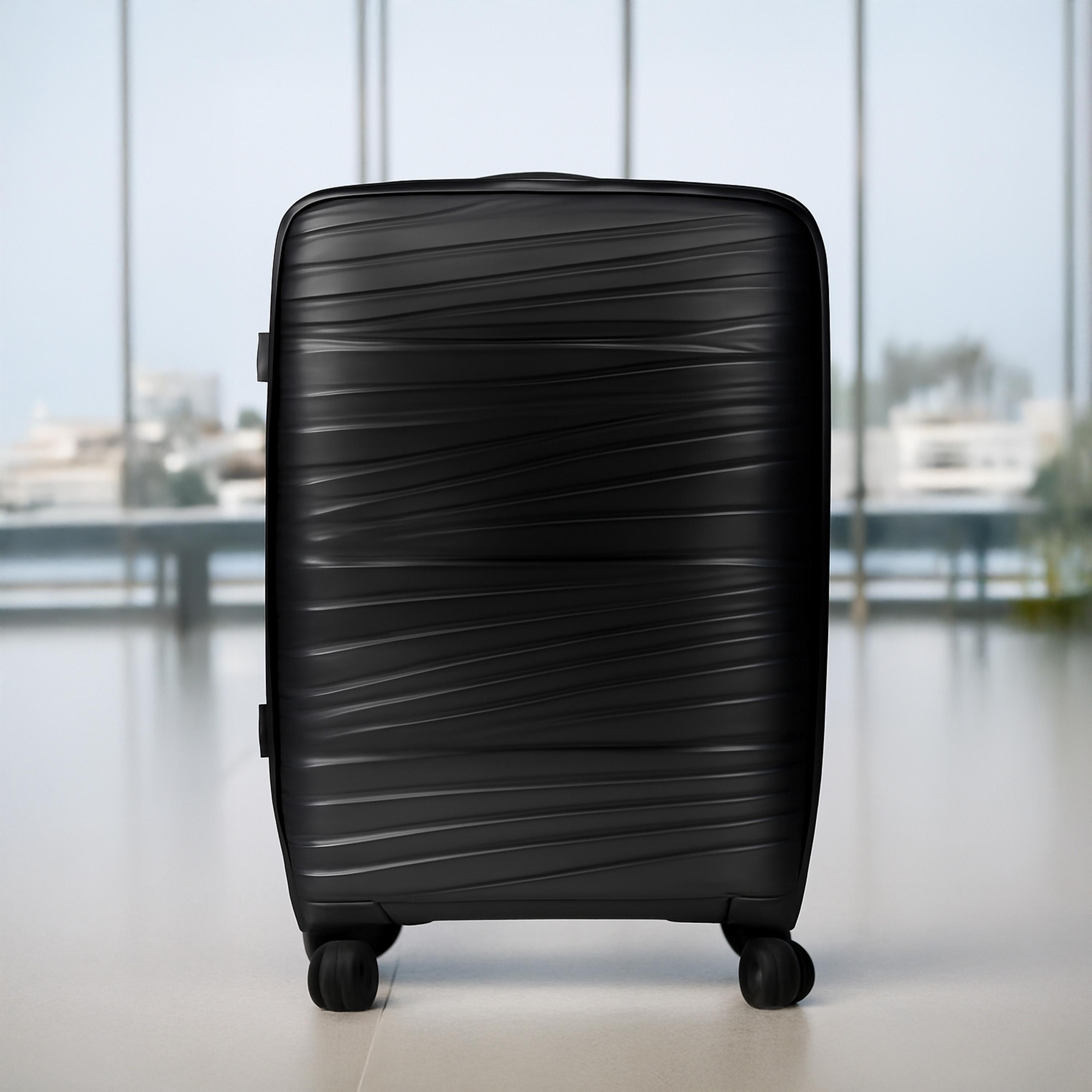 Buy W.O.K Lightweight Hard Shell Cabin Trolley - 20 Inch - Black Online ...