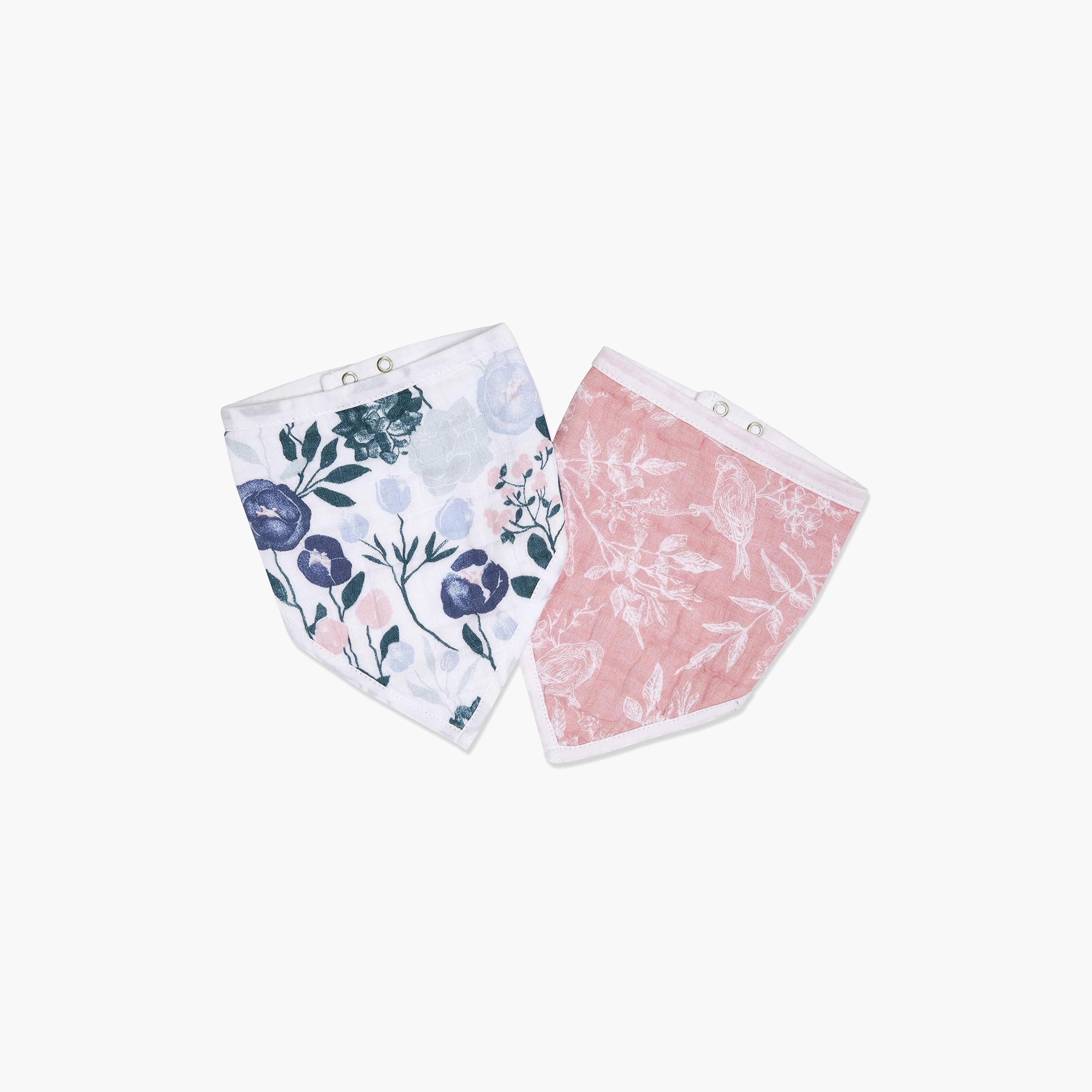 Aden + Anais 2-Piece Essential Cotton Bandana Bibs - Flowers Bloom-baby-feeding-bibs-image-1