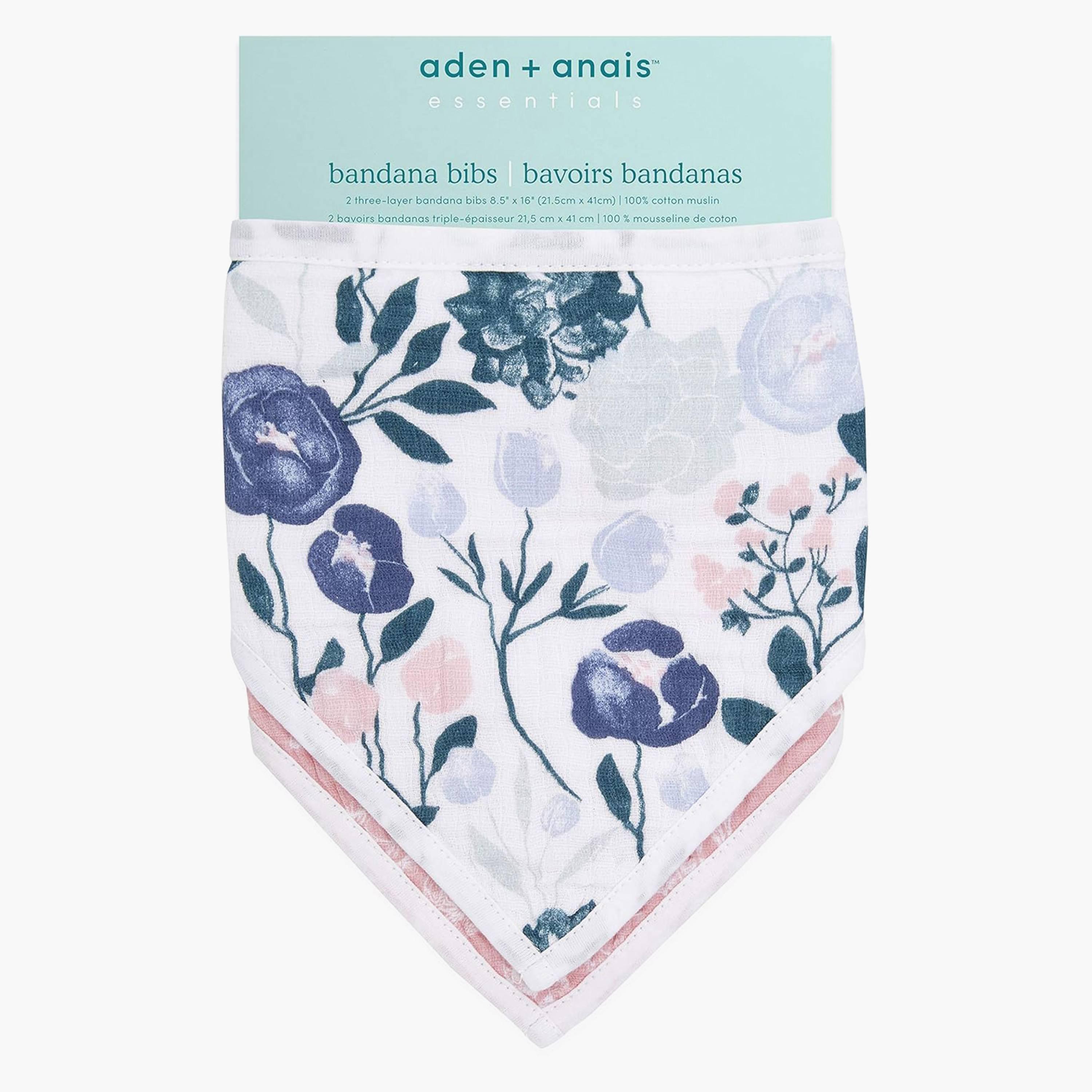 Aden + Anais 2-Piece Essential Cotton Bandana Bibs - Flowers Bloom-baby-feeding-bibs-image-3