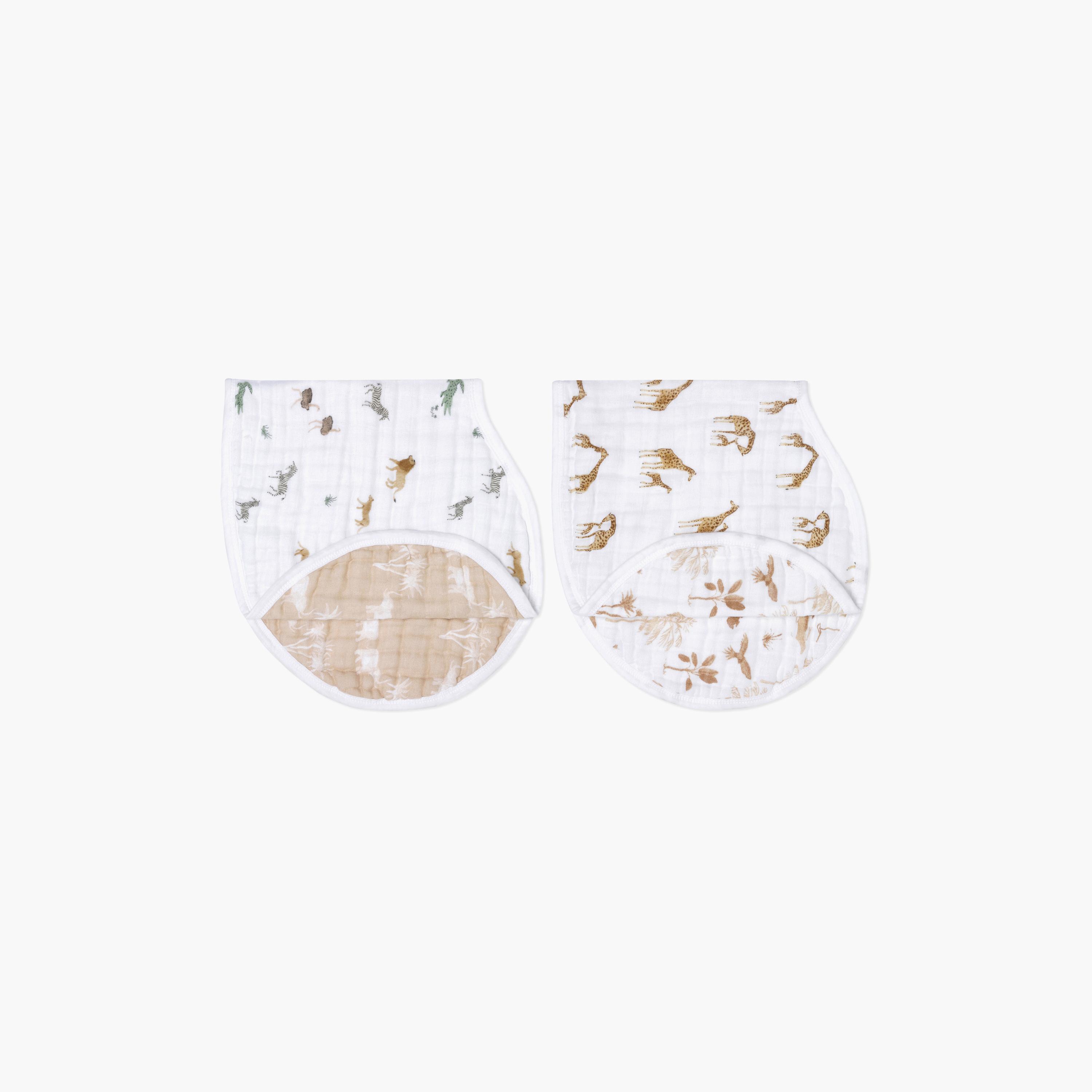 Aden + Anais 2-Piece Organic Cotton Muslin Burpy Bibs - Safari Dream-baby-feeding-bibs-image-1
