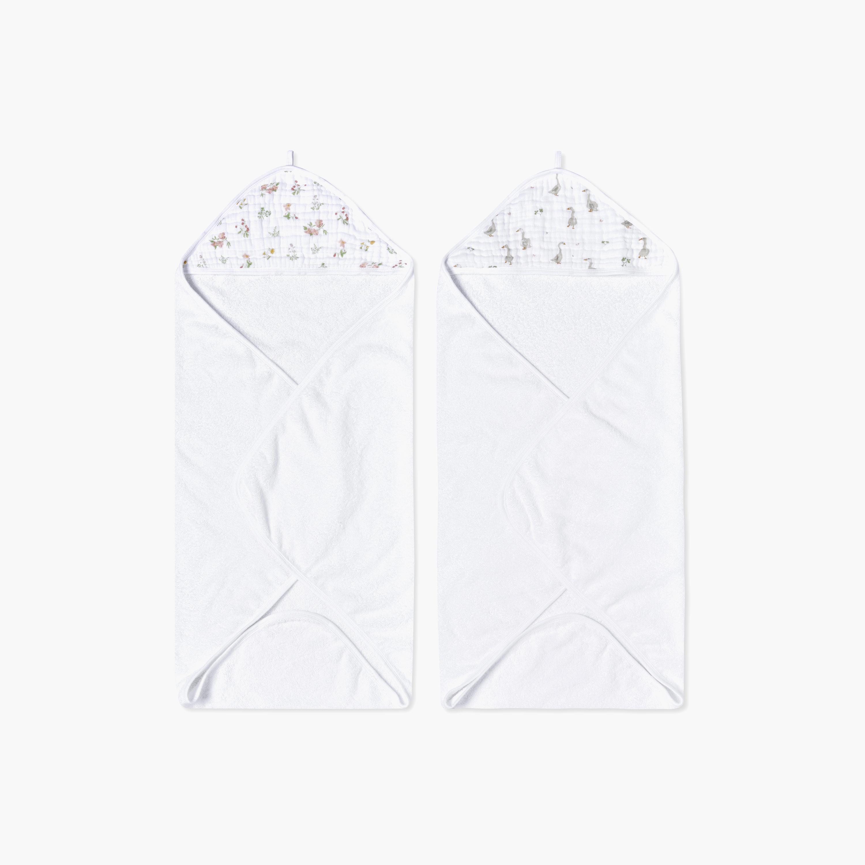 Aden + Anais 2-Piece Essentials Hooded Towel - Dino Jungle-baby-bathandcare-towels-image-1