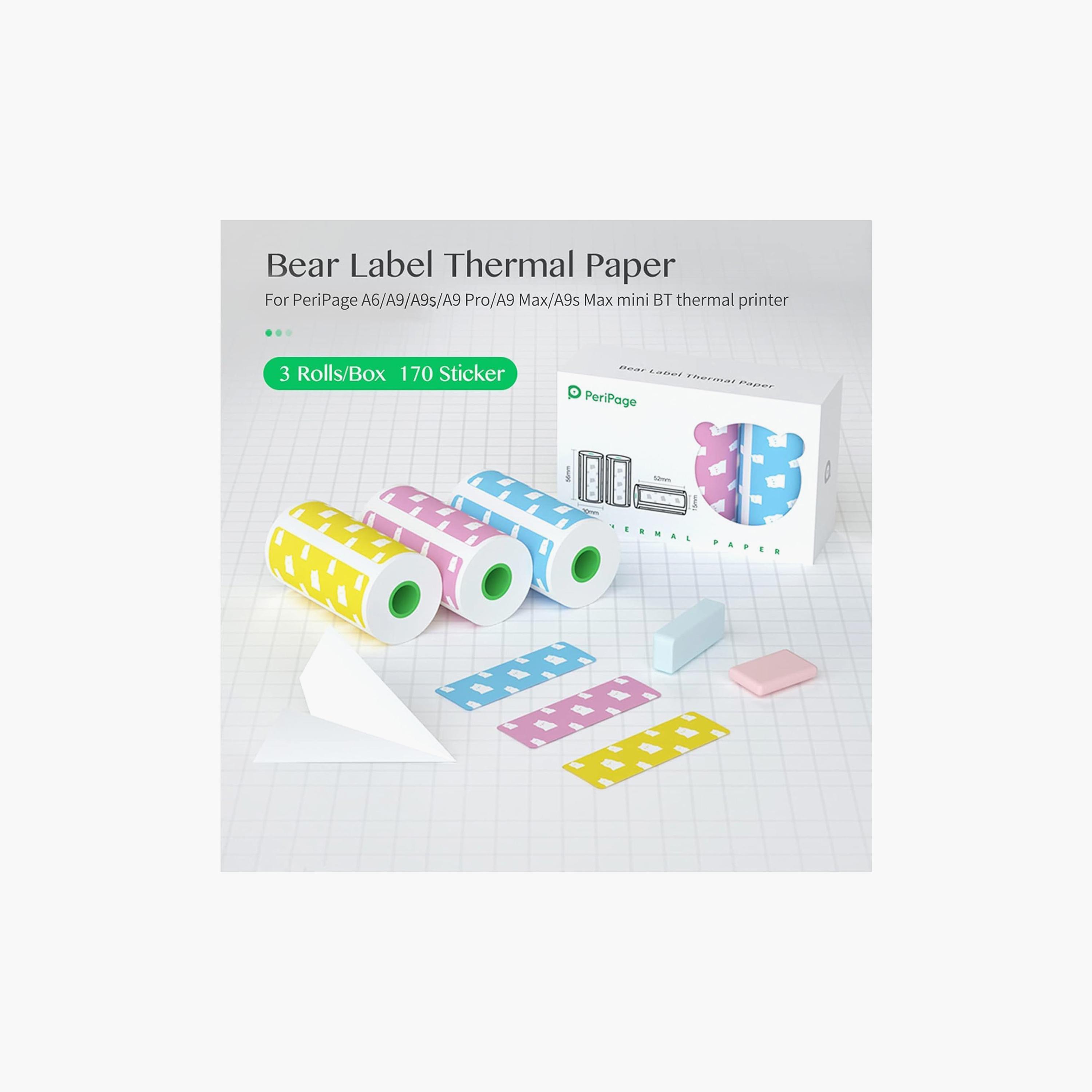 Peripage 56x30mm 3 Rolls Cute Bear Thermal Sticker Paper Self-Adhesive for A2/A6/A3X-electronics-accessories-computeraccesories-image-3