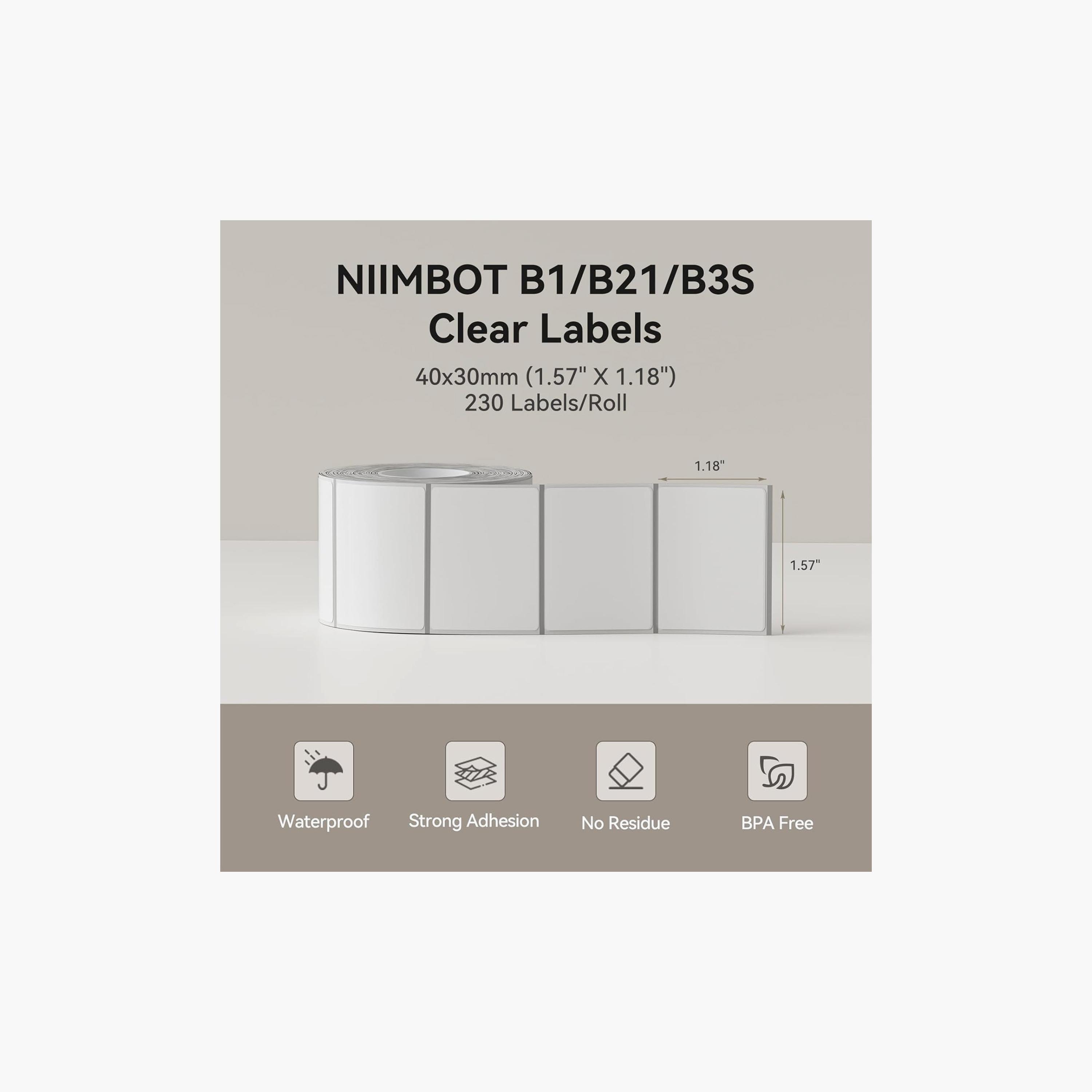 Niimbot B21 Label Maker Clear Tape 40x30mm 1.57x1.18 Inch Sticker Labels-electronics-accessories-computeraccesories-image-3