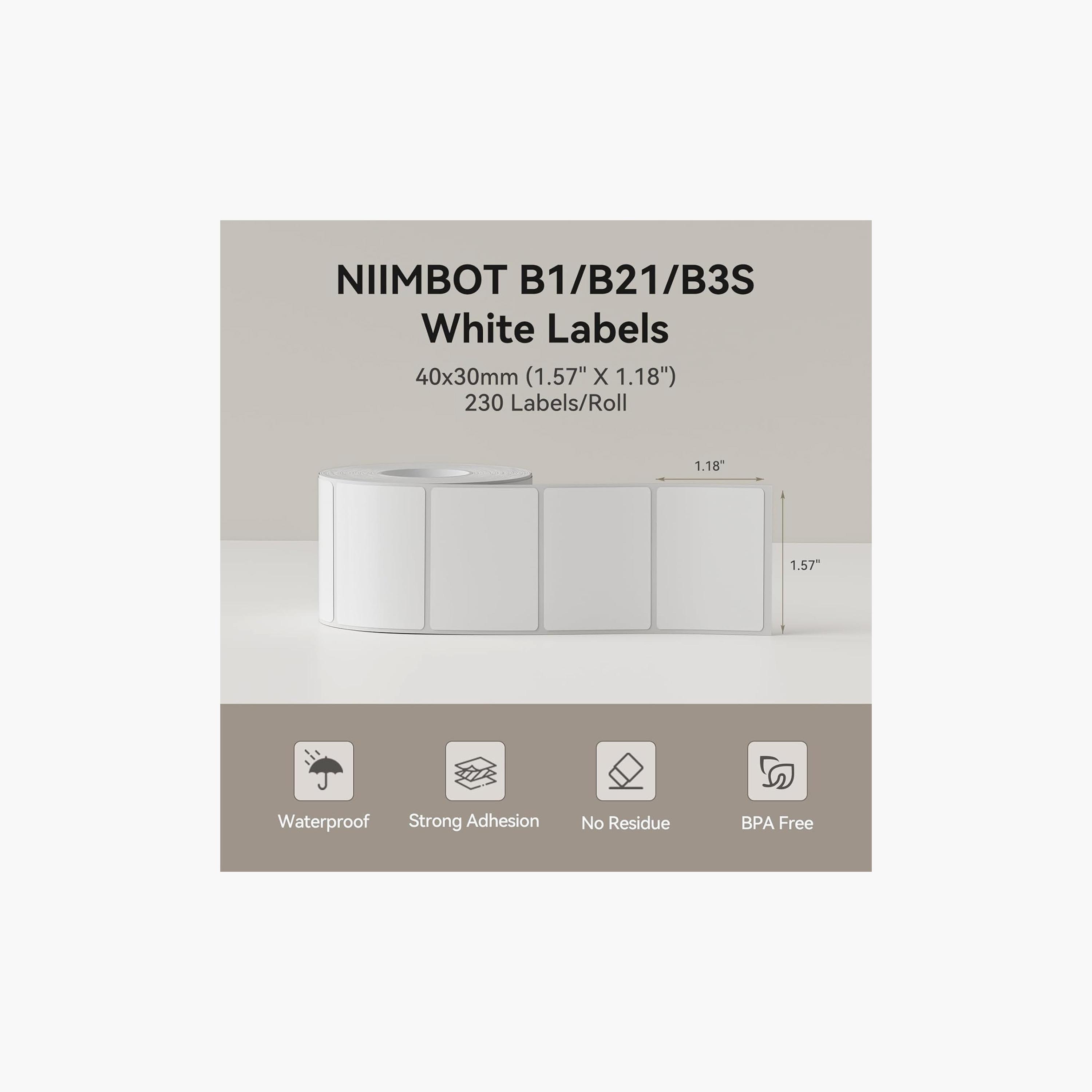 Niimbot B21 Label Maker White Tape 40x30mm Sticker Labels Print Paper-electronics-accessories-computeraccesories-image-3