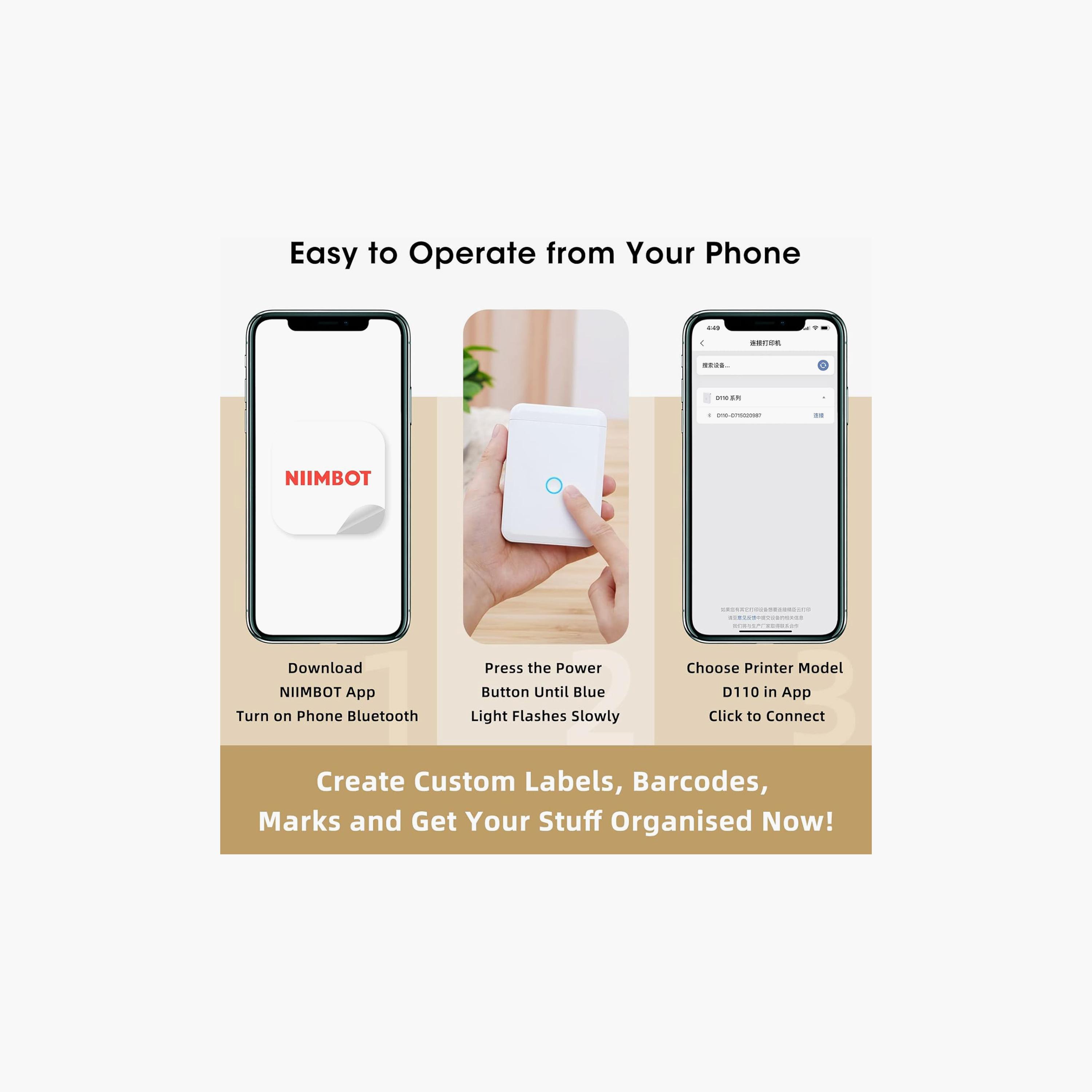 Niimbot Mini Label Maker Bluetooth Portable Printer with Label White | D110-electronics-accessories-computeraccesories-image-3