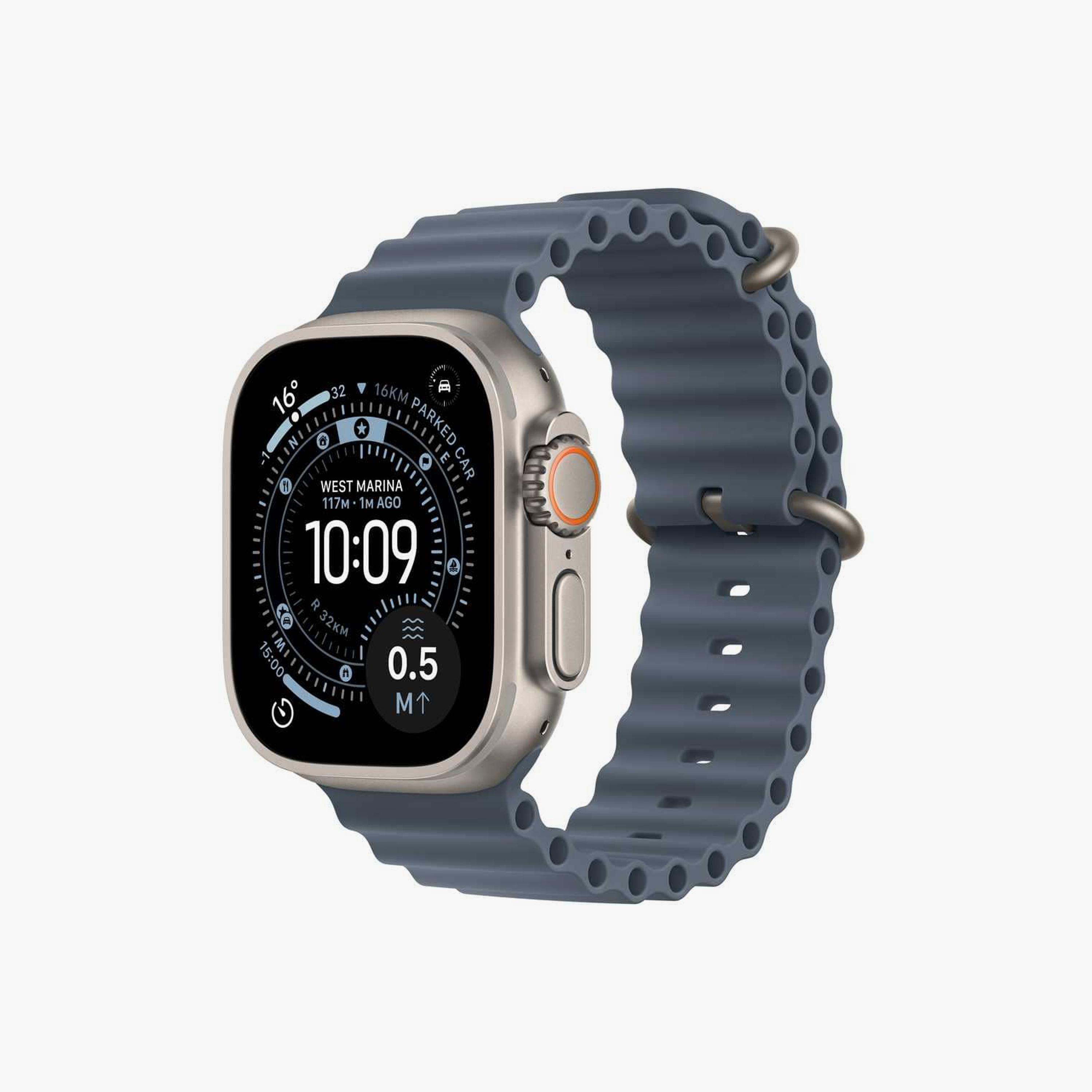 Apple Watch Ultra 3 GPS + Cellular 49mm Natural Titanium Case with Anchor Blue Ocean Band-electronics-smartwatches-image-1