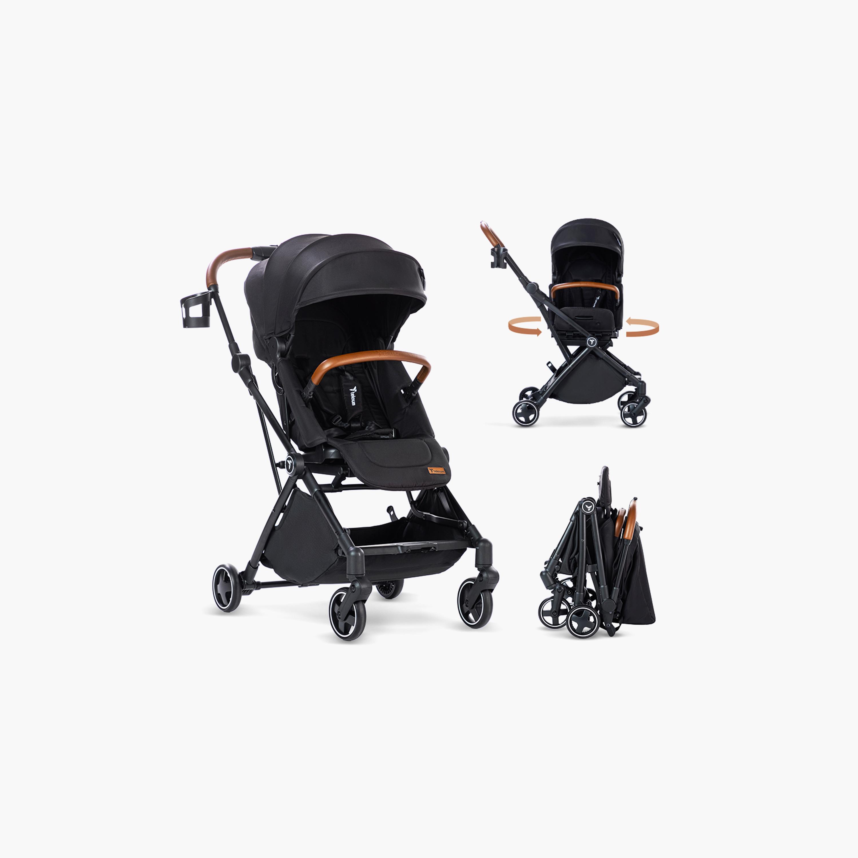 Teknum Compact Auto Fold 360 Degree Reversible Stroller - Black-baby-gear-strollersandprams-strollers-image-1