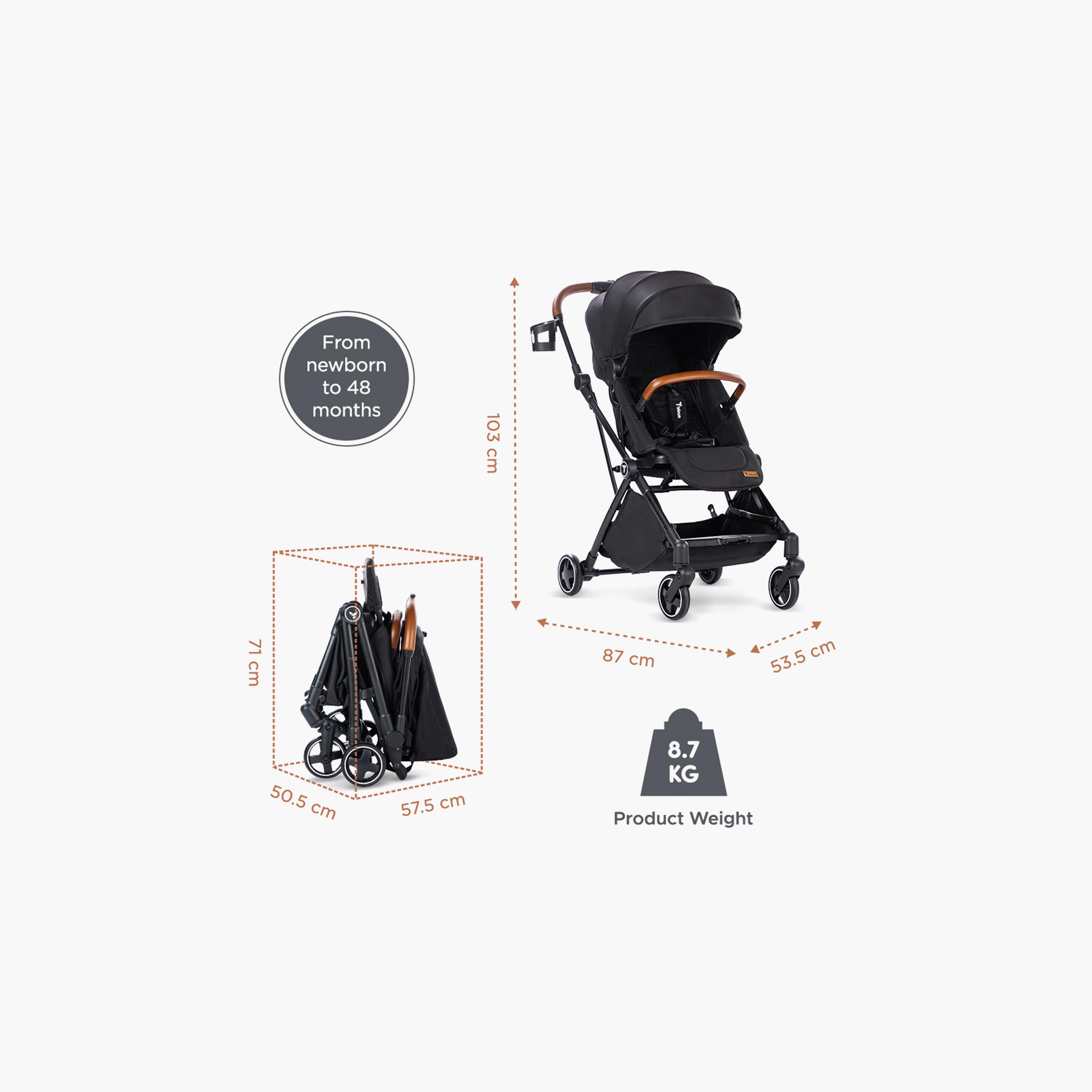 Teknum Compact Auto Fold 360 Degree Reversible Stroller - Black-baby-gear-strollersandprams-strollers-image-10