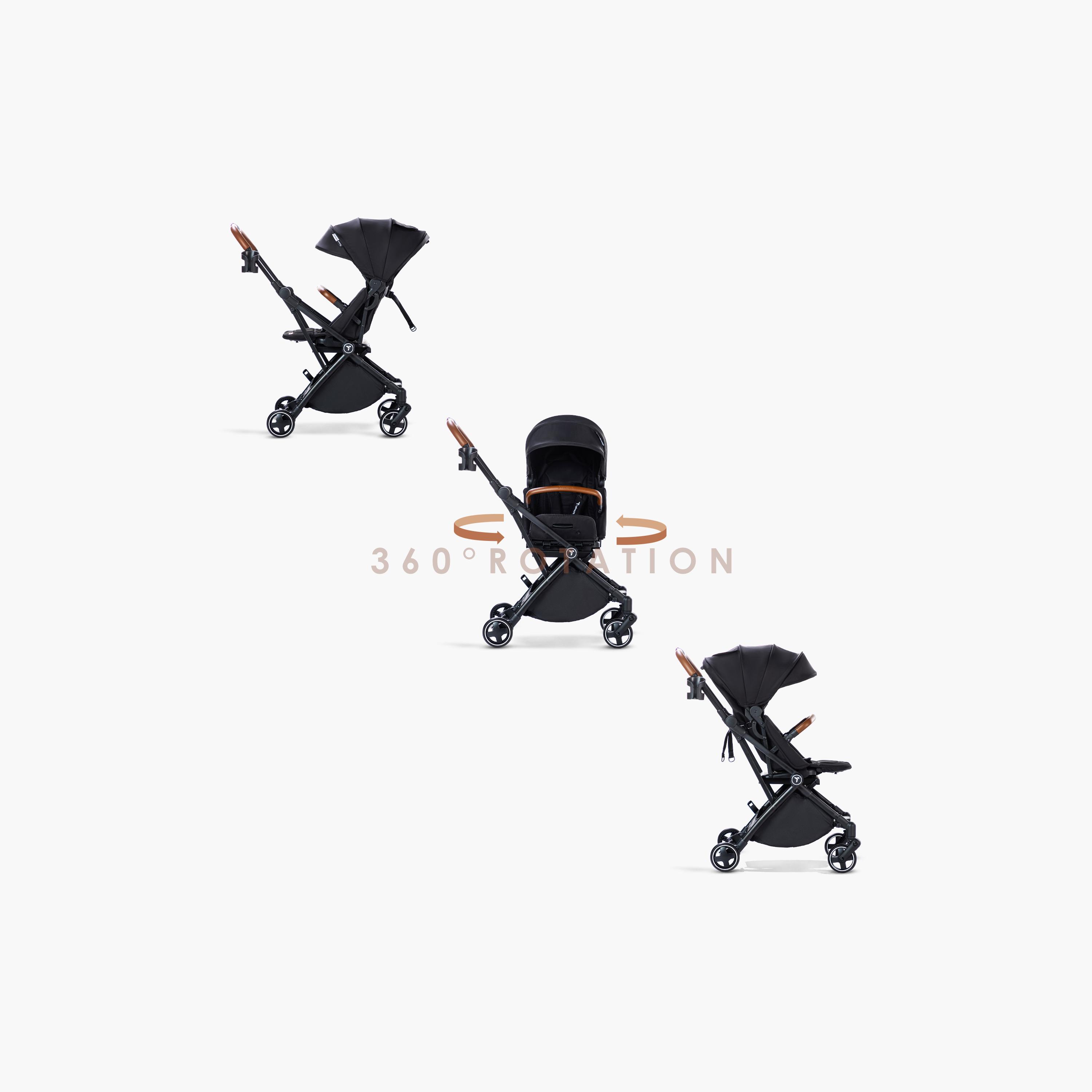 Teknum Compact Auto Fold 360 Degree Reversible Stroller - Black-baby-gear-strollersandprams-strollers-image-12