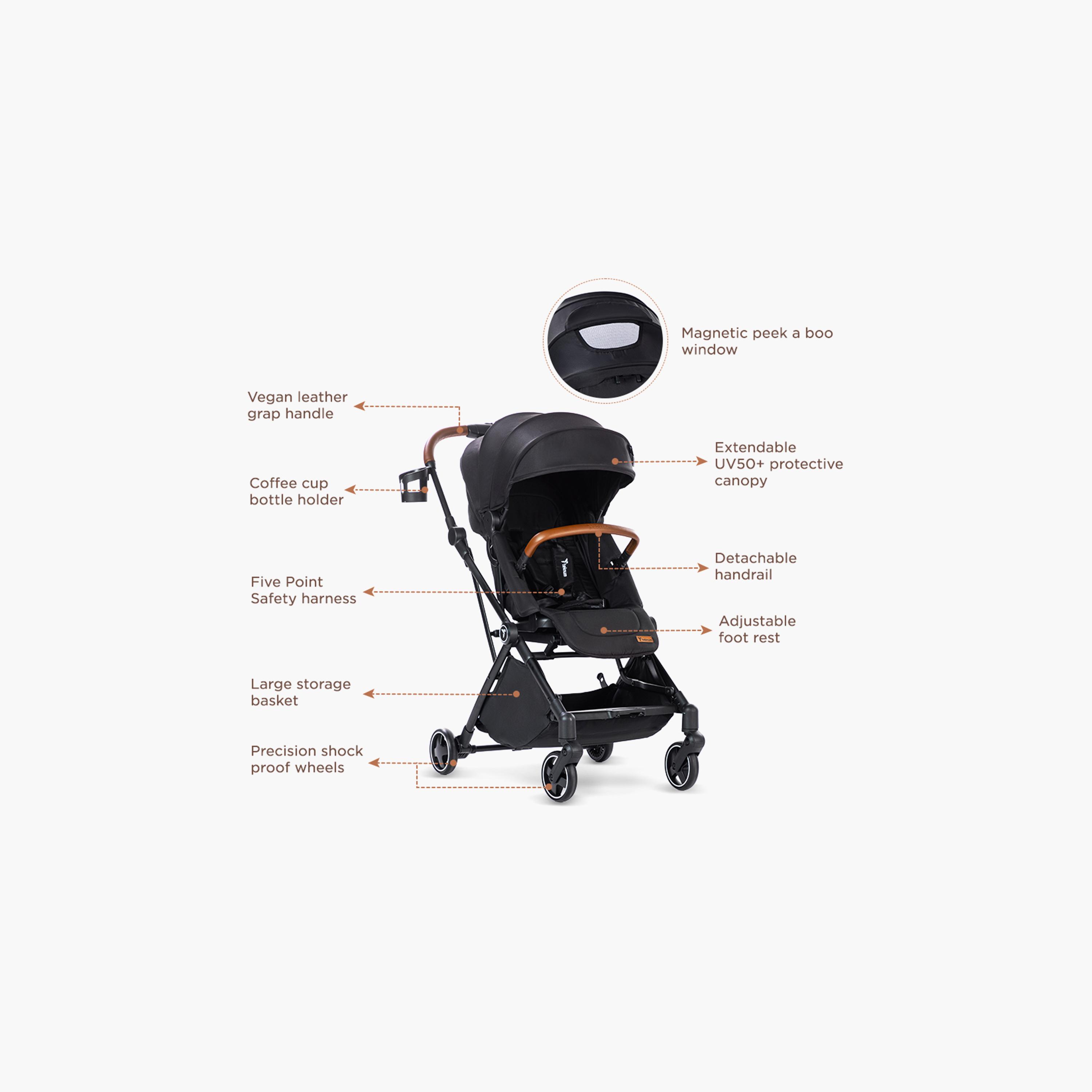 Teknum Compact Auto Fold 360 Degree Reversible Stroller - Black-baby-gear-strollersandprams-strollers-image-13