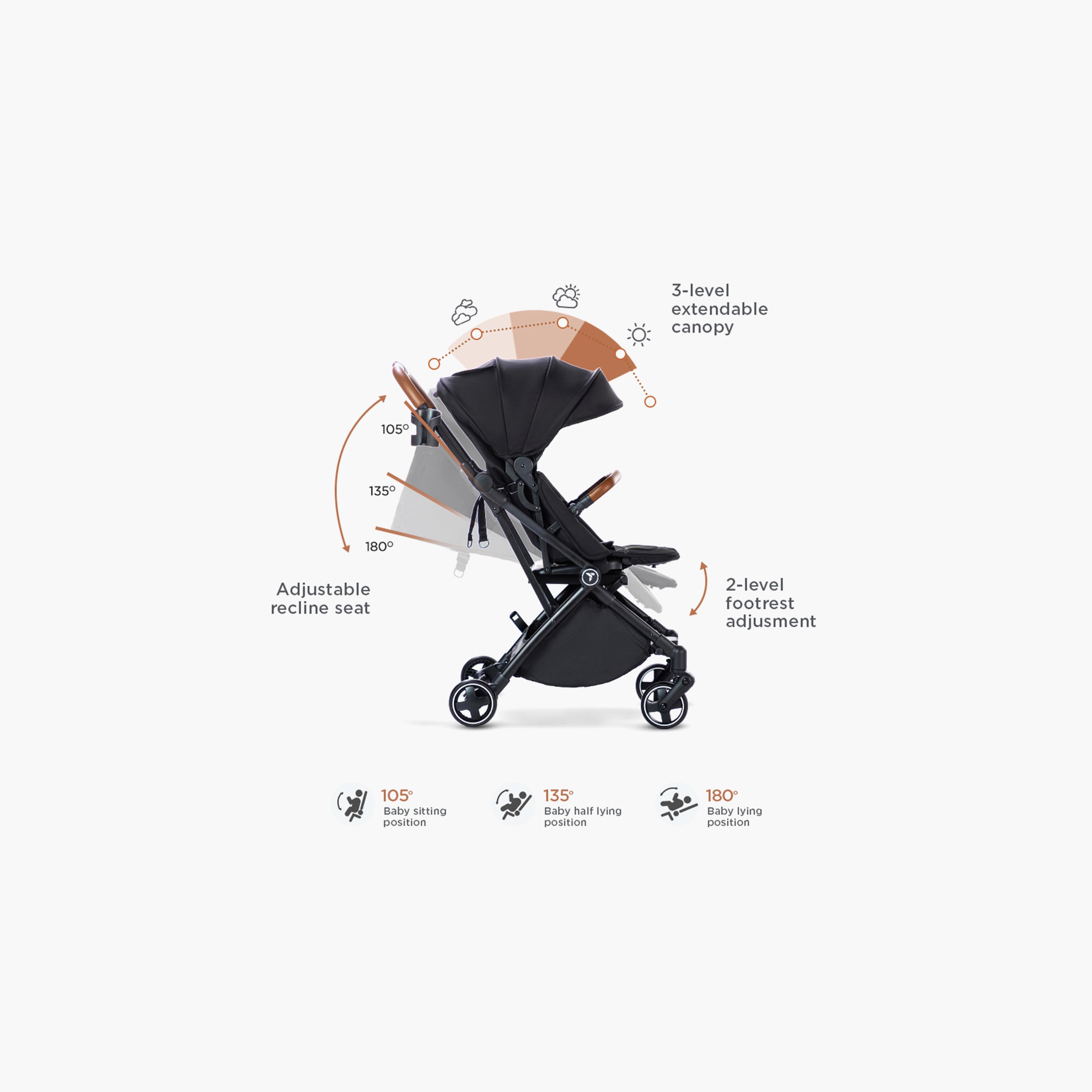 Teknum Compact Auto Fold 360 Degree Reversible Stroller - Black-baby-gear-strollersandprams-strollers-image-18