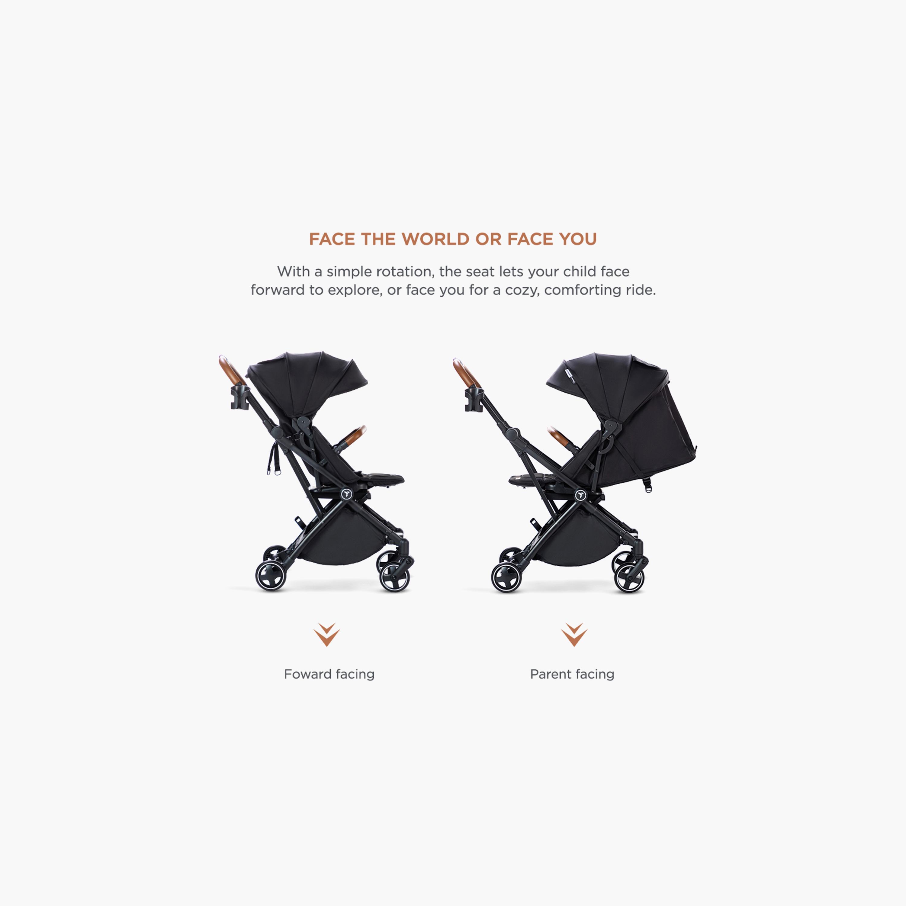 Teknum Compact Auto Fold 360 Degree Reversible Stroller - Black-baby-gear-strollersandprams-strollers-image-2