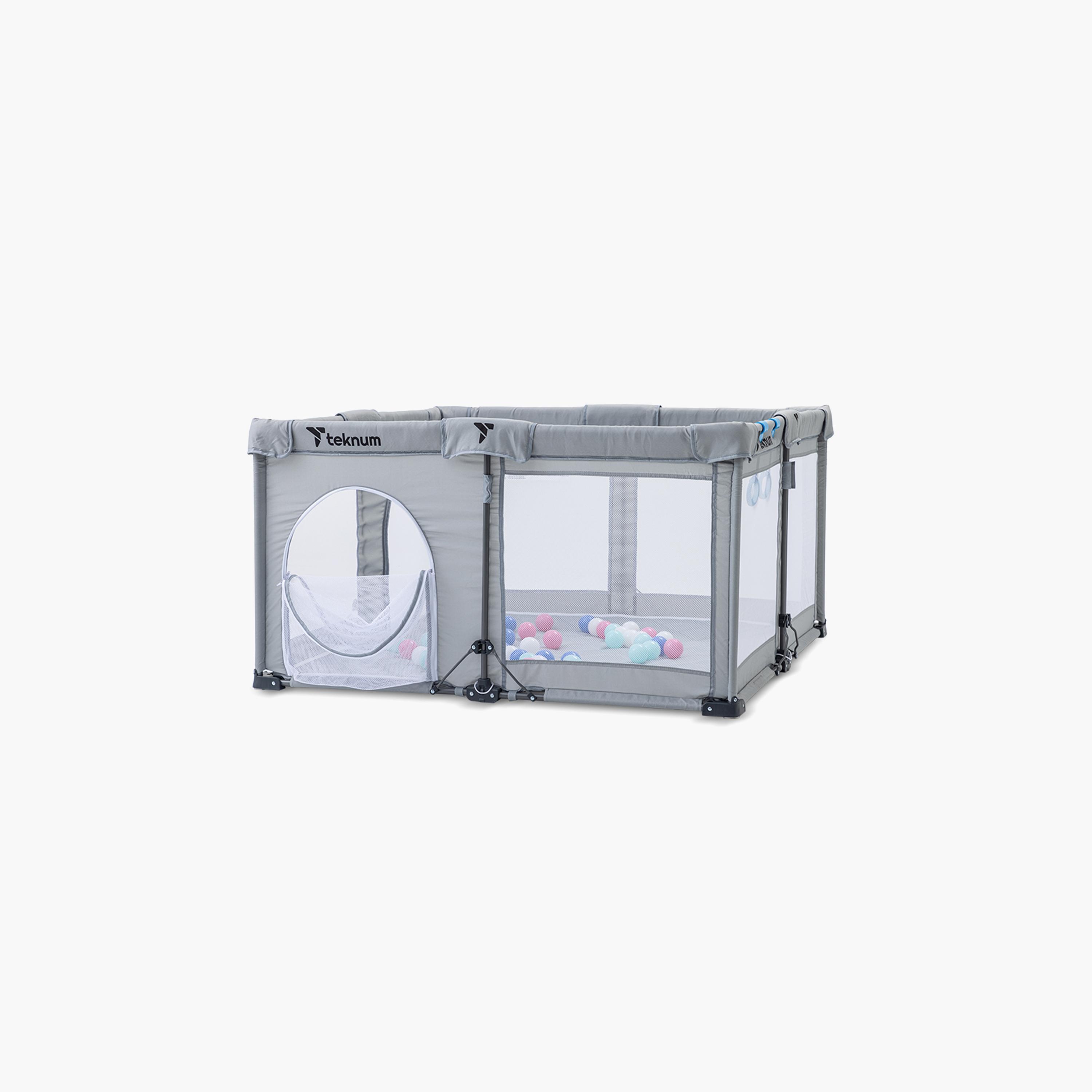 Teknum Foldable Playpen with Mattress and Balls - Medium - Grey - 120 x 120 cm-baby-infantactivity-playpensandplaymats-image-10