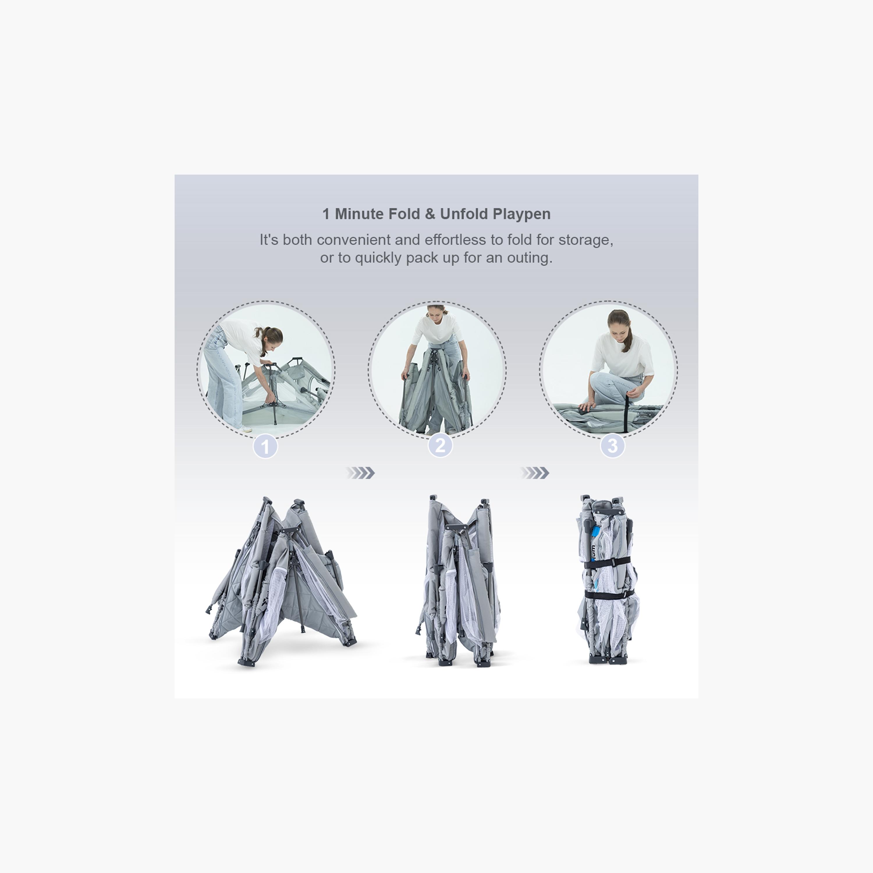 Teknum Foldable Playpen with Mattress and Balls - Medium - Grey - 120 x 120 cm-baby-infantactivity-playpensandplaymats-image-11