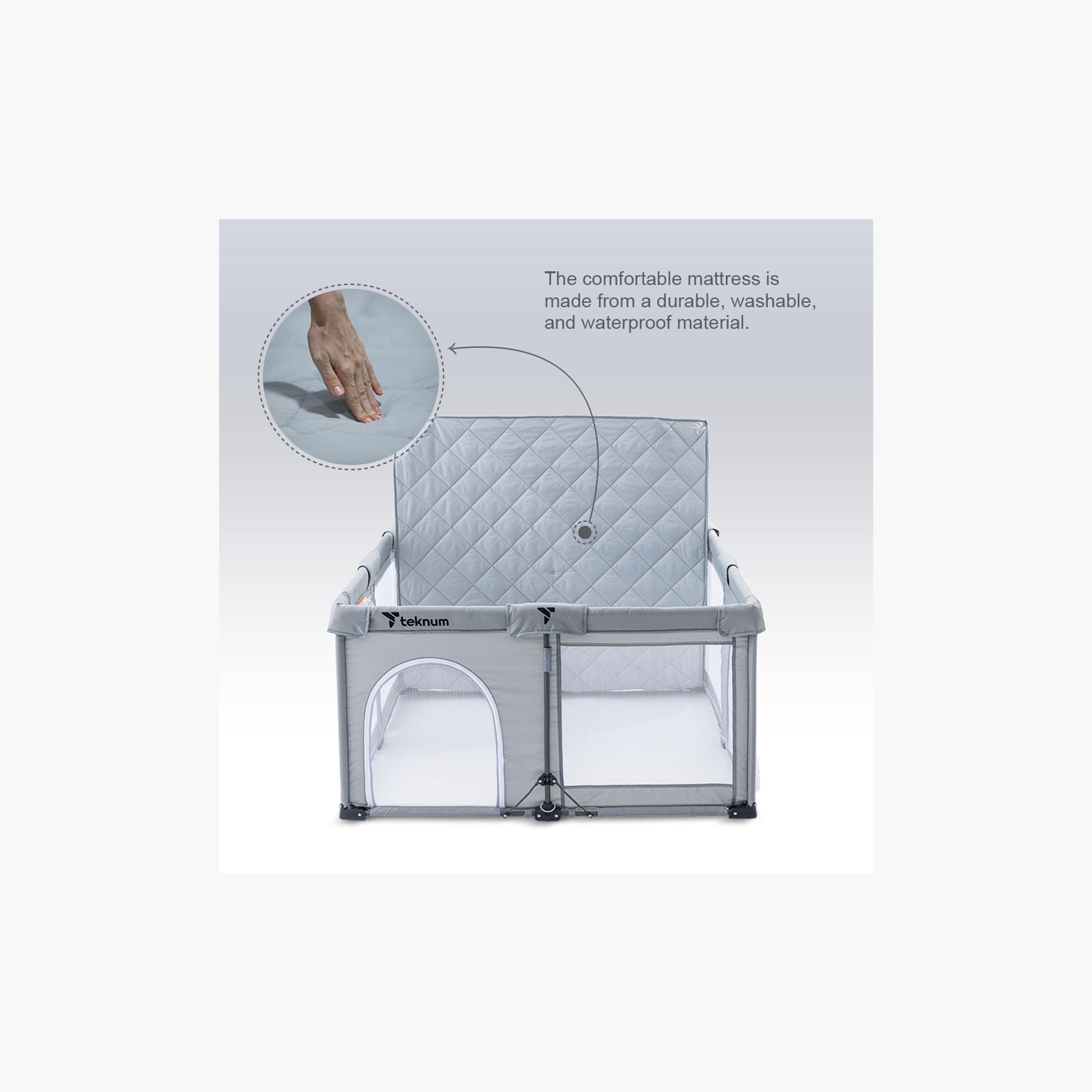 Teknum Foldable Playpen with Mattress and Balls - Medium - Grey - 120 x 120 cm-baby-infantactivity-playpensandplaymats-image-13