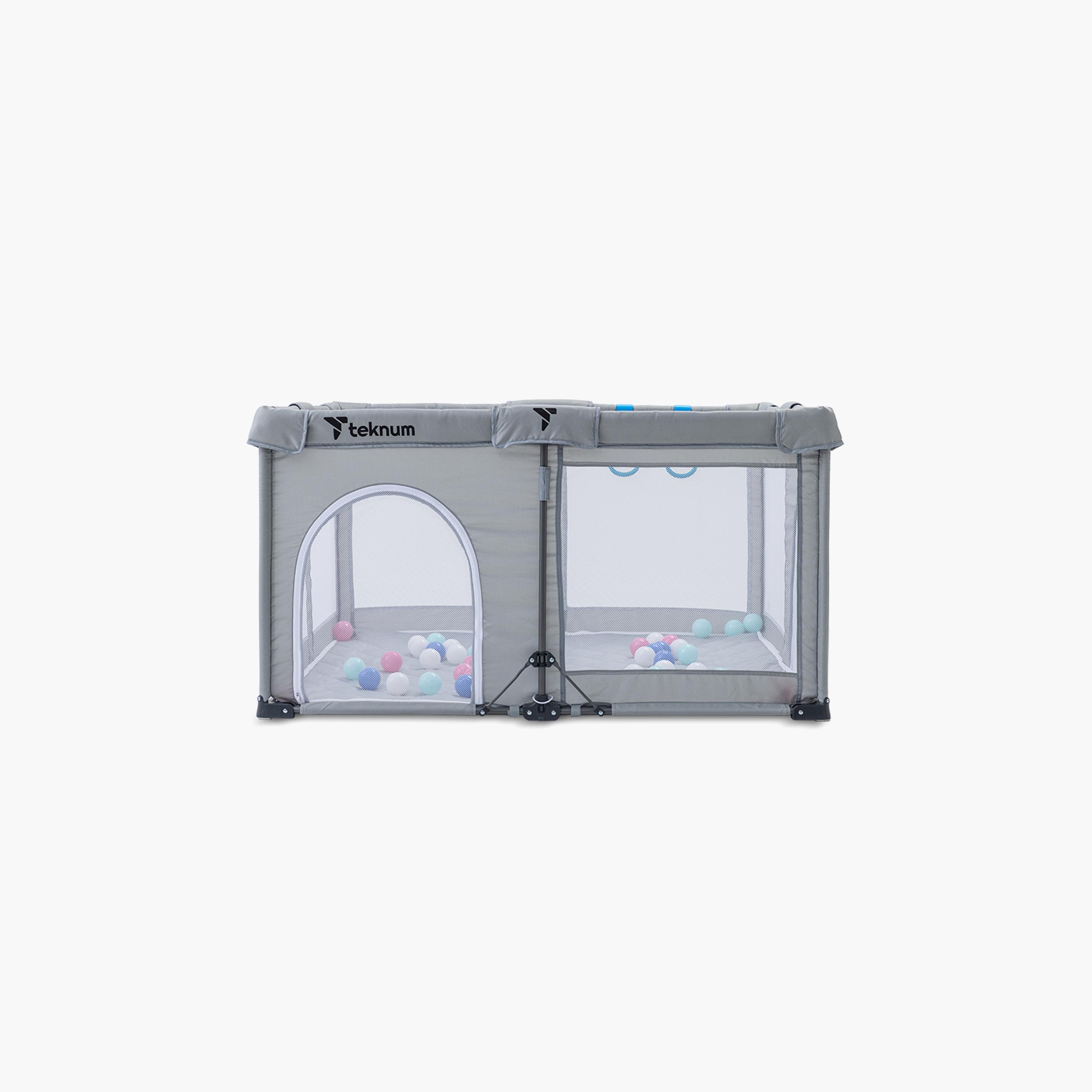 Teknum Foldable Playpen with Mattress and Balls - Medium - Grey - 120 x 120 cm-baby-infantactivity-playpensandplaymats-image-7
