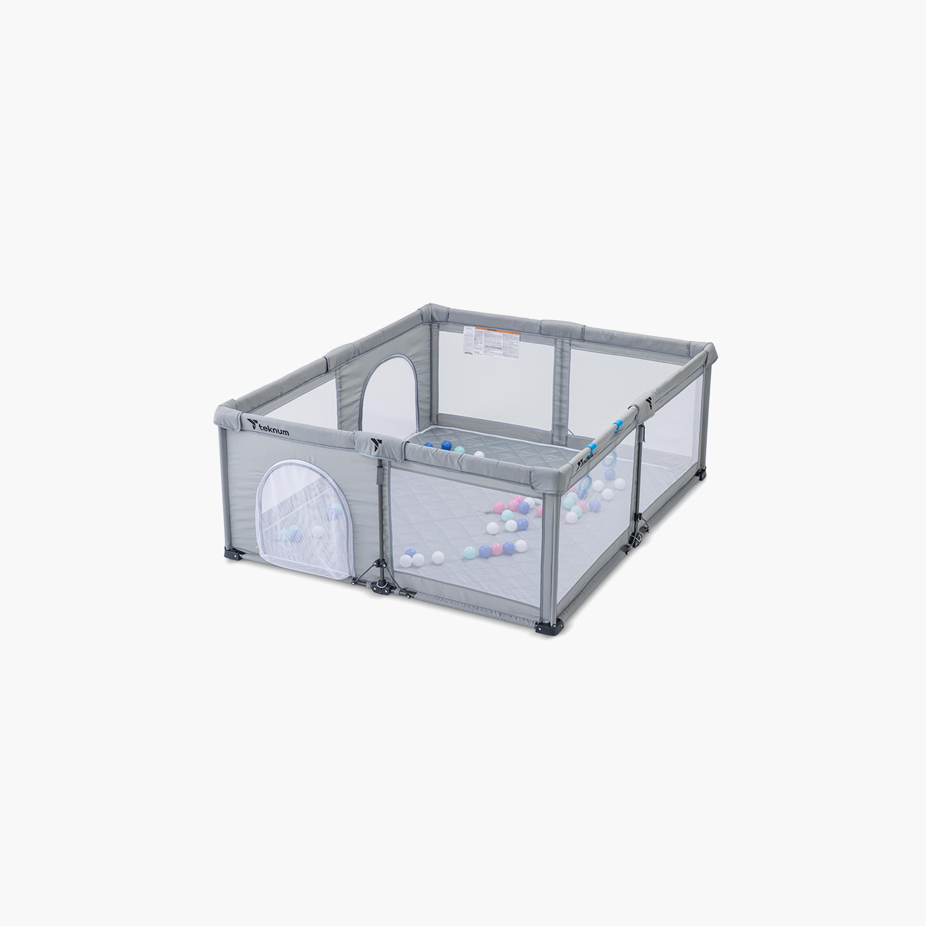 Teknum Foldable Playpen with Mattress and Balls - Large - Grey - 150 x 180 cm-baby-infantactivity-playpensandplaymats-image-10