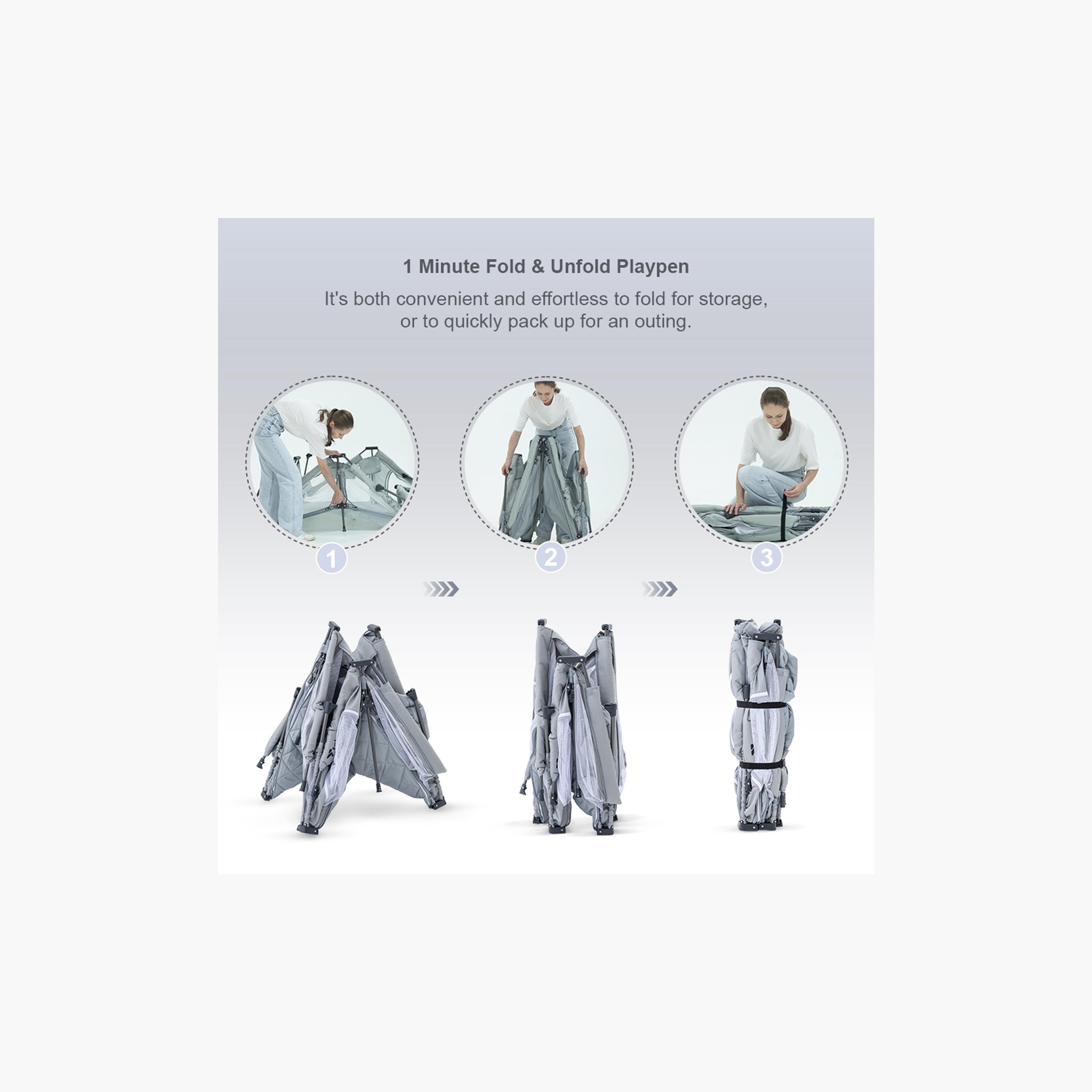 Teknum Foldable Playpen with Mattress and Balls - Large - Grey - 150 x 180 cm-baby-infantactivity-playpensandplaymats-image-11