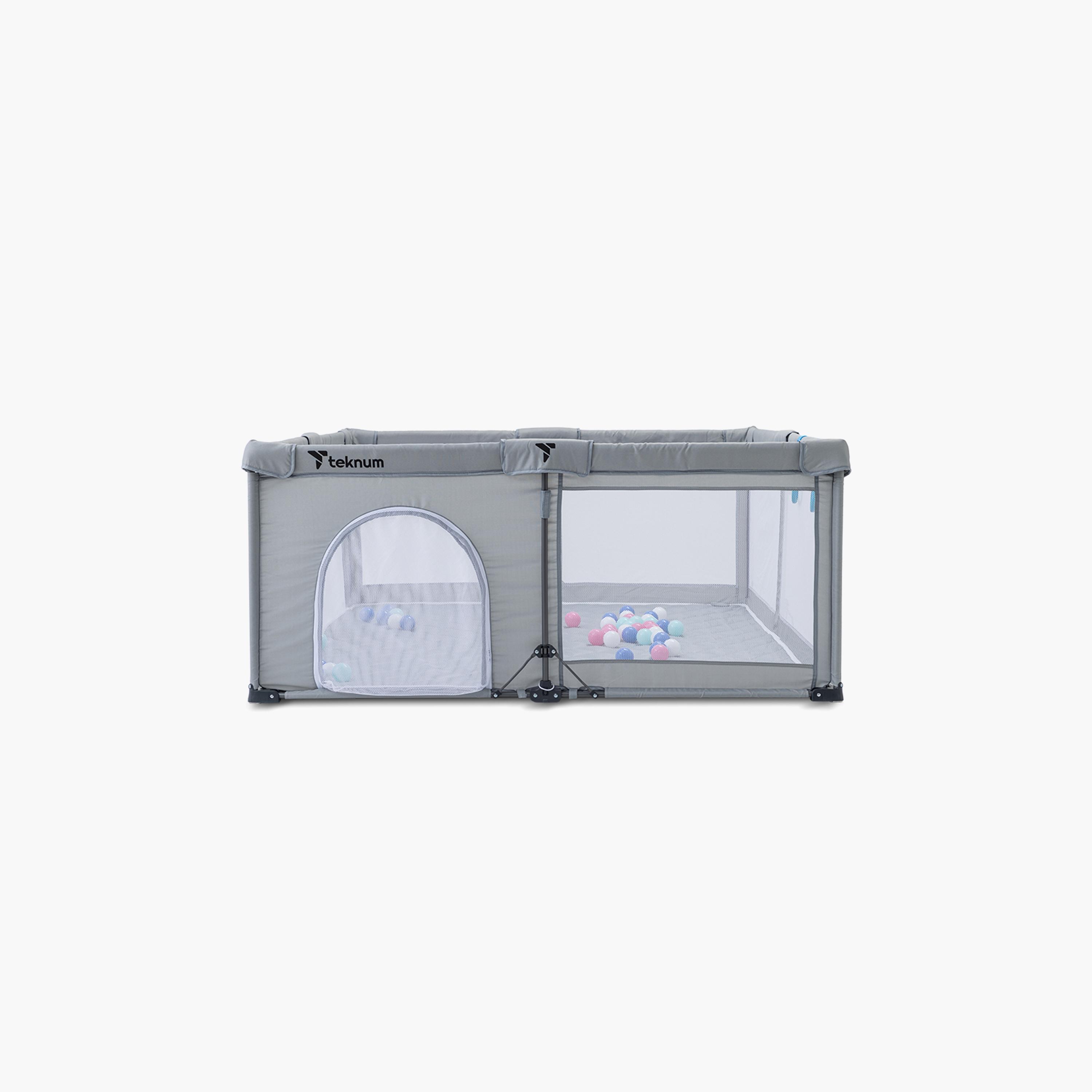 Teknum Foldable Playpen with Mattress and Balls - Large - Grey - 150 x 180 cm-baby-infantactivity-playpensandplaymats-image-7
