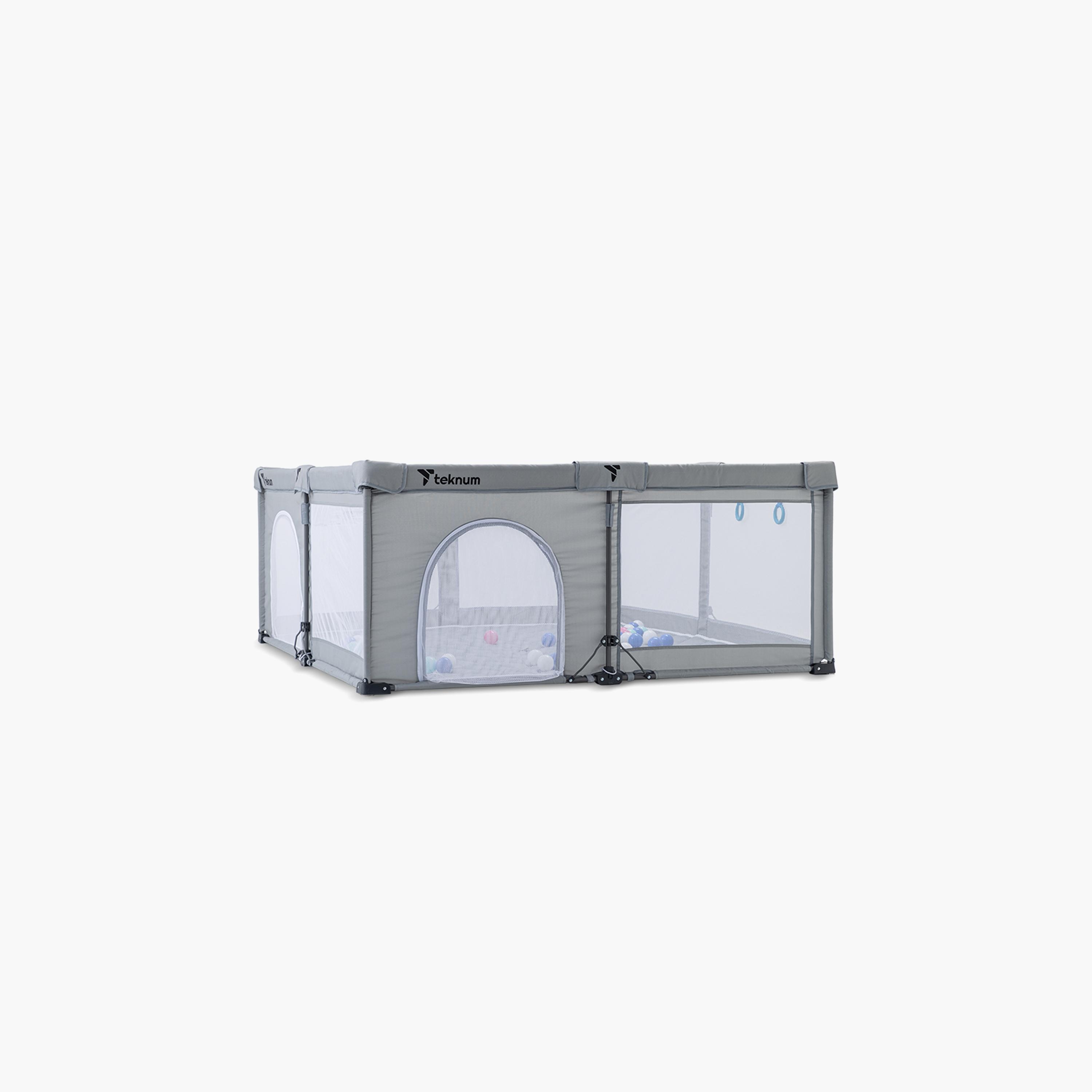 Teknum Foldable Playpen with Mattress and Balls - Large - Grey - 150 x 180 cm-baby-infantactivity-playpensandplaymats-image-8