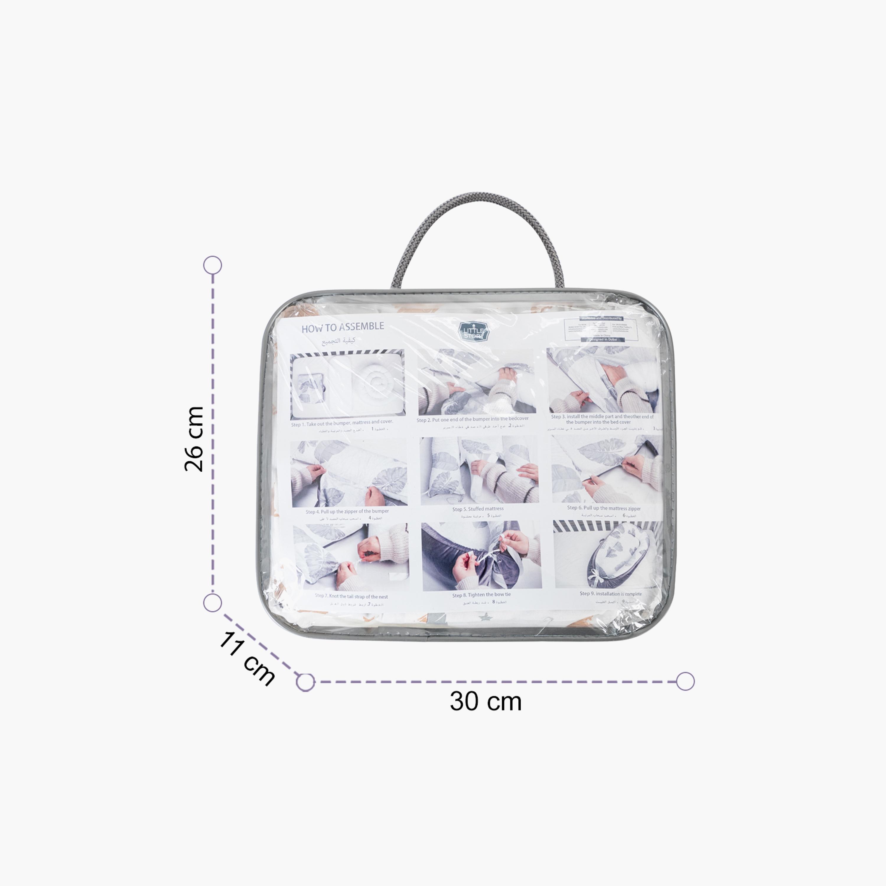 Little Story Soft Breathable Fiberfill Printed Lounger Bed - Galaxy - Newborn-baby-nursery-babybedding-image-2