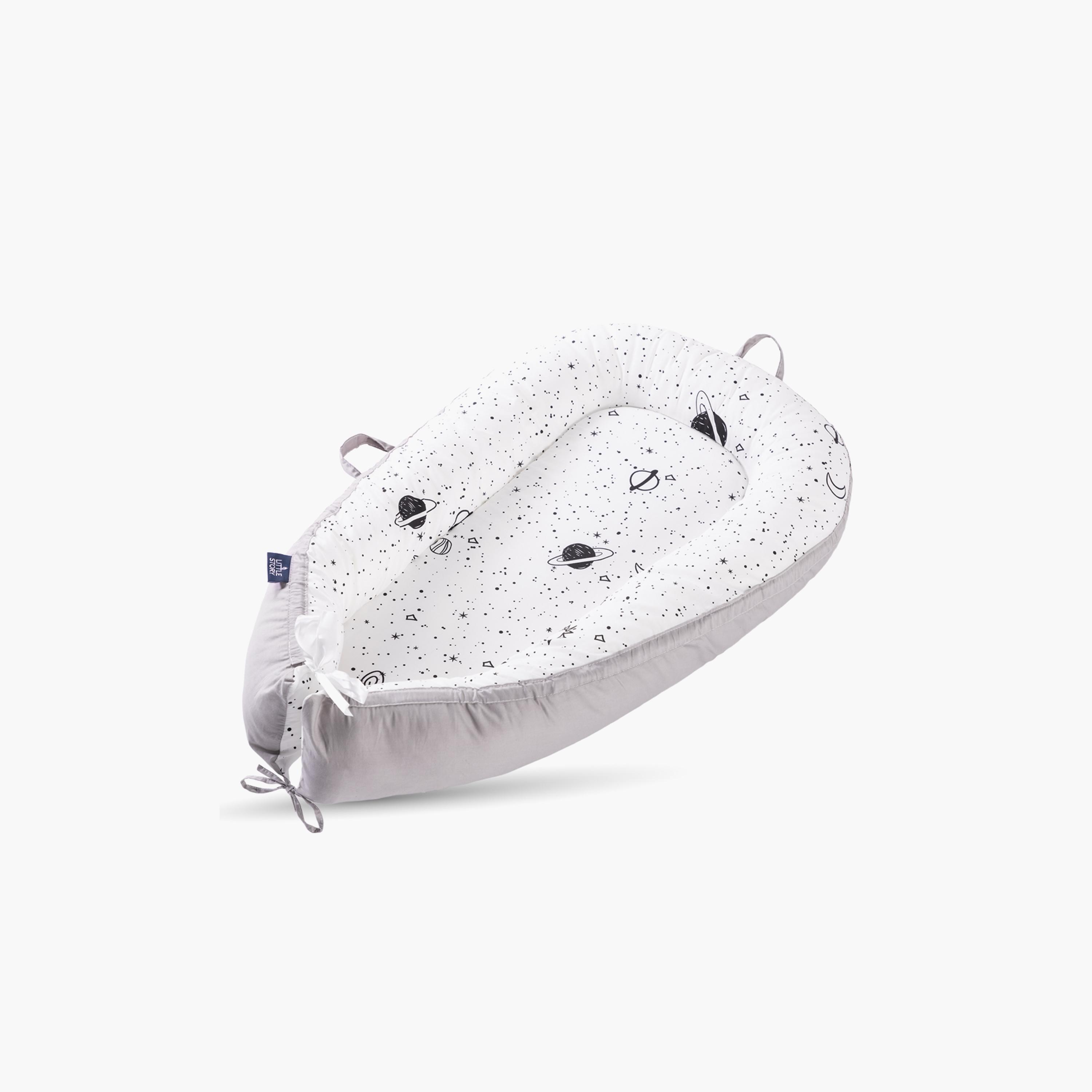 Little Story Soft Breathable Fiberfill Printed Lounger Bed - Galaxy - Newborn-baby-nursery-babybedding-image-8