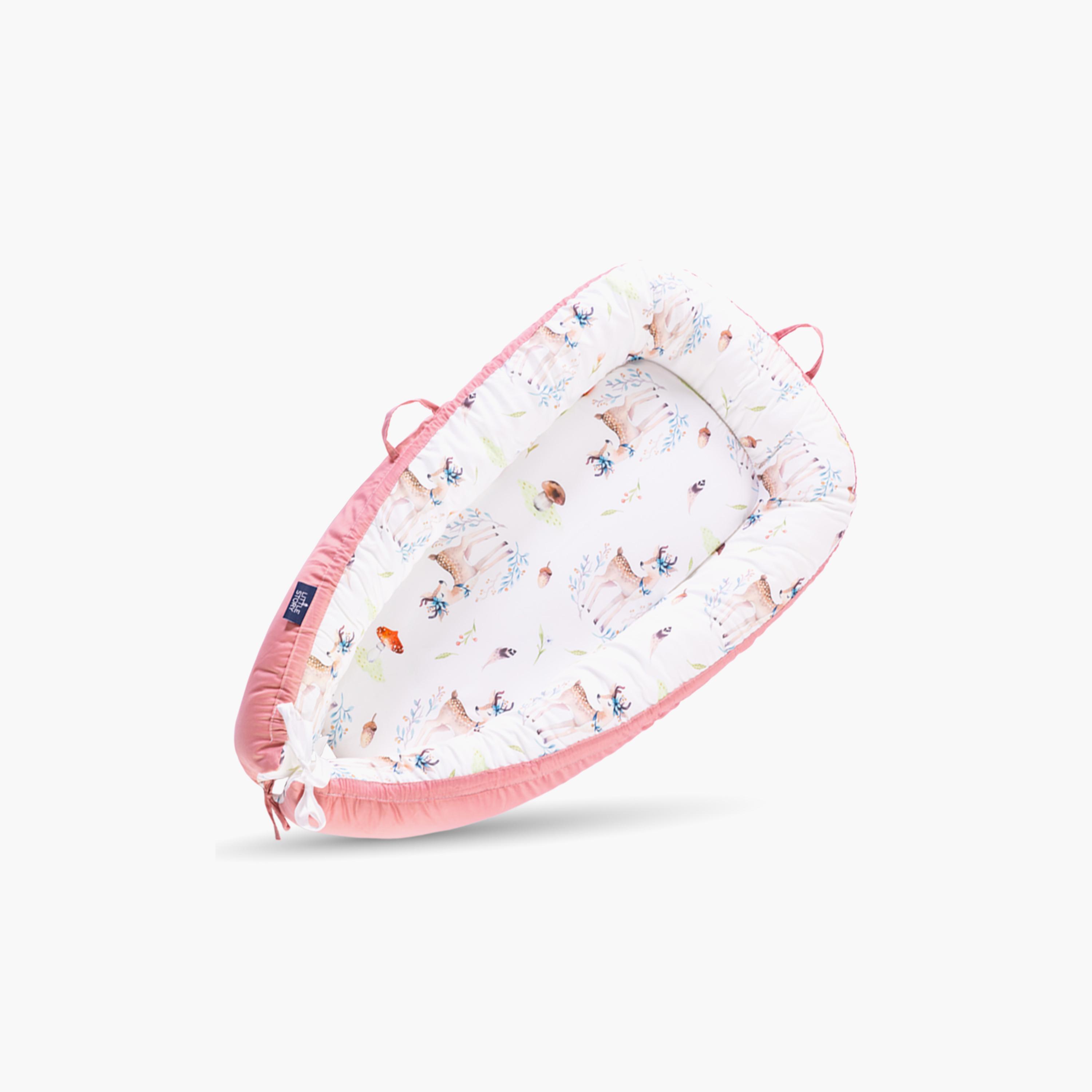 Little Story Soft Breathable Fiberfill Printed Lounger Bed - Reindeer - Newborn-baby-nursery-babybedding-image-1