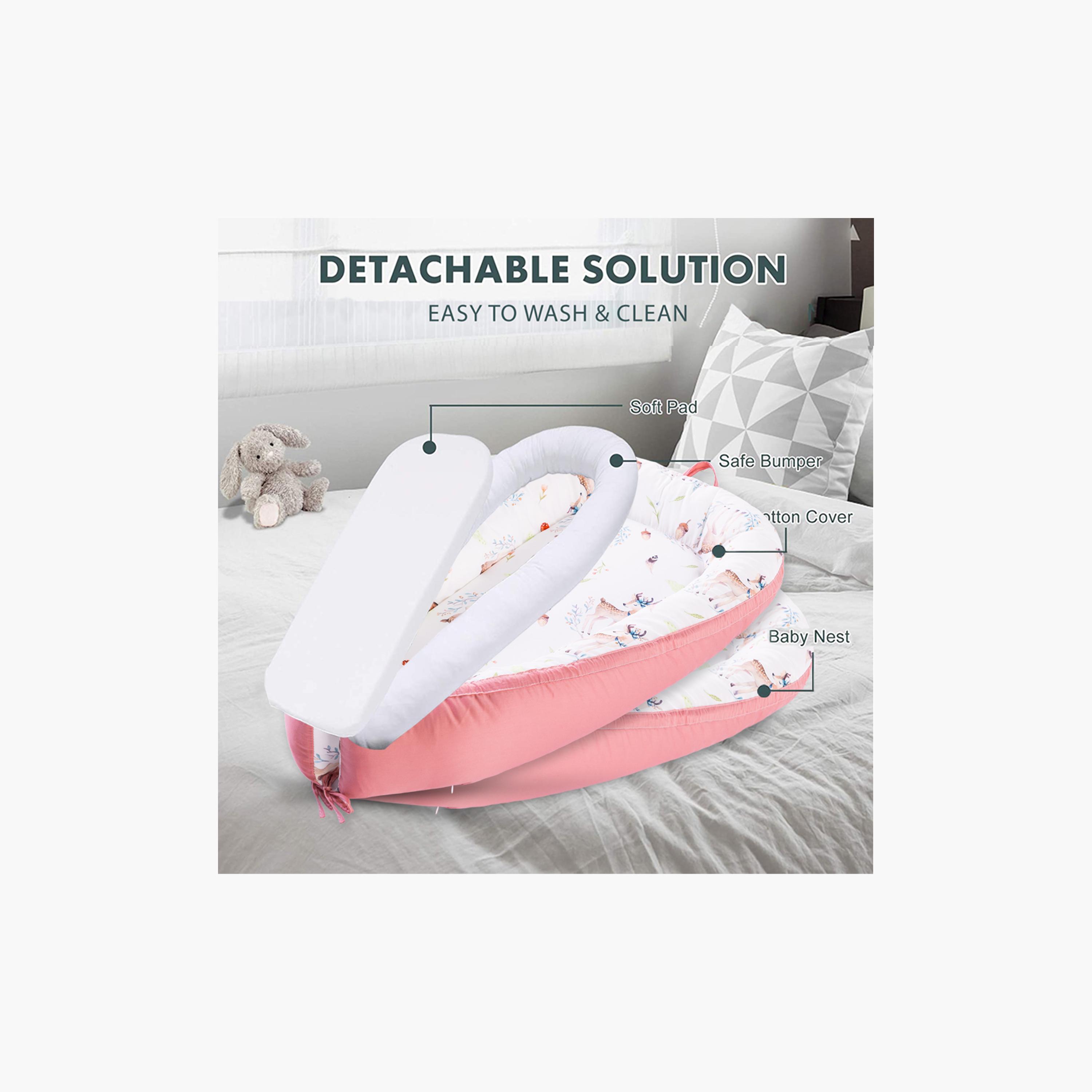 Little Story Soft Breathable Fiberfill Printed Lounger Bed - Reindeer - Newborn-baby-nursery-babybedding-image-10