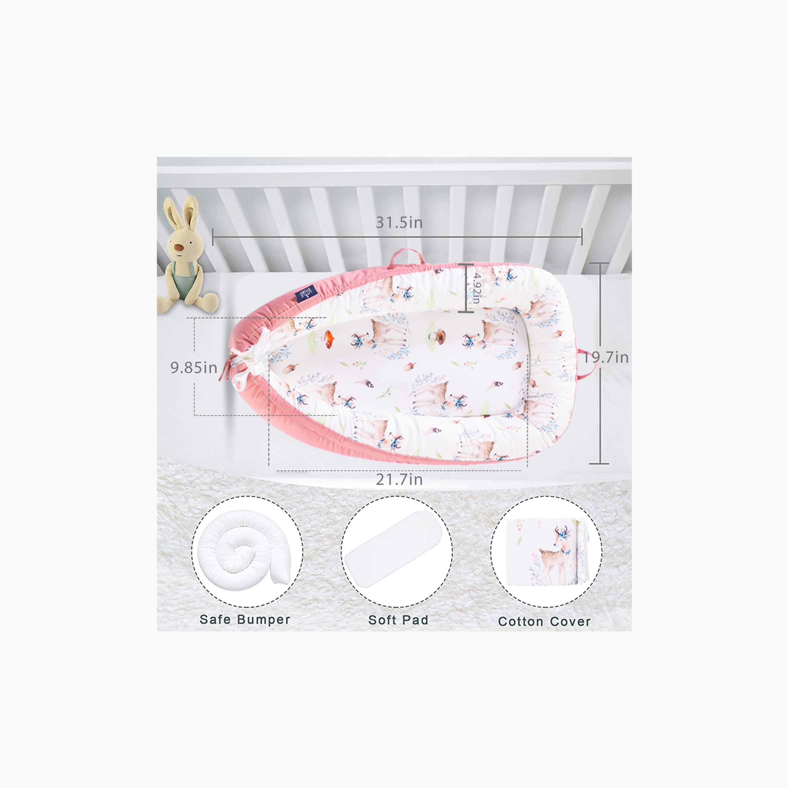 Little Story Soft Breathable Fiberfill Printed Lounger Bed - Reindeer - Newborn-baby-nursery-babybedding-image-11